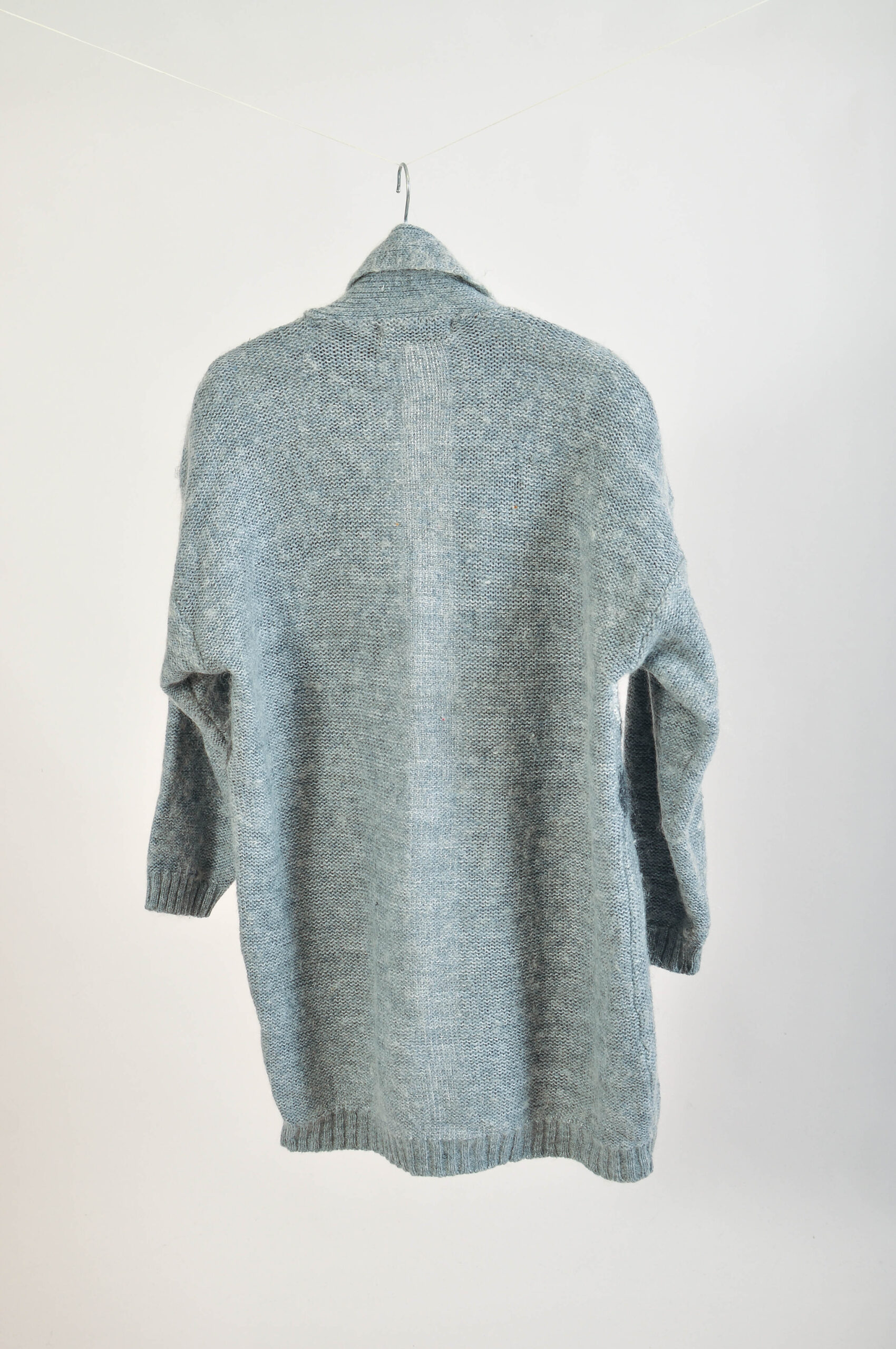 Vintage 90s Grey Knitted Cardigan – One Size – Longline Fit - Image 5