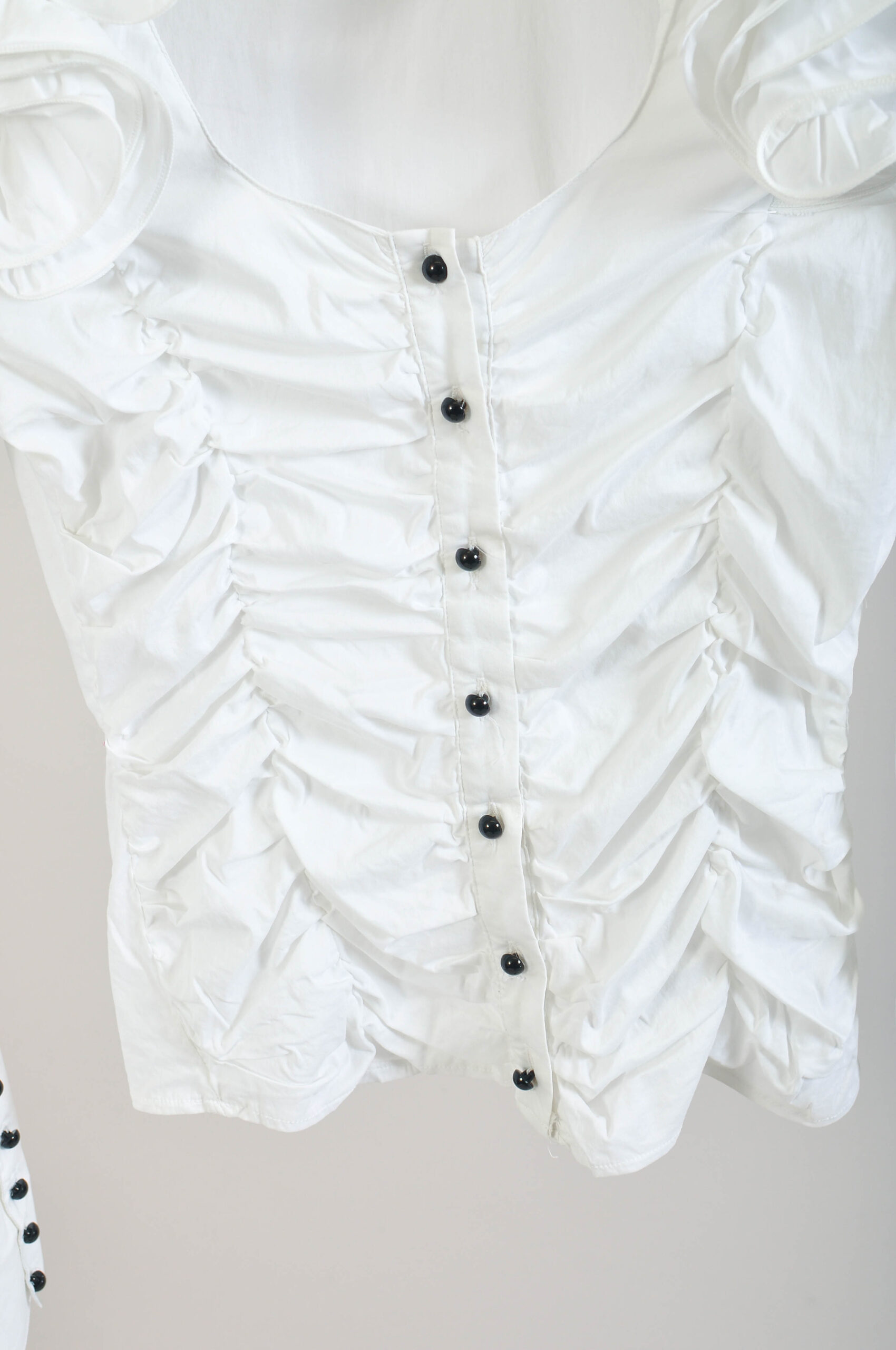 Vintage 00s White Ruffle Shirt | Size 42 (M/L) | Y2K Blouse - Image 3