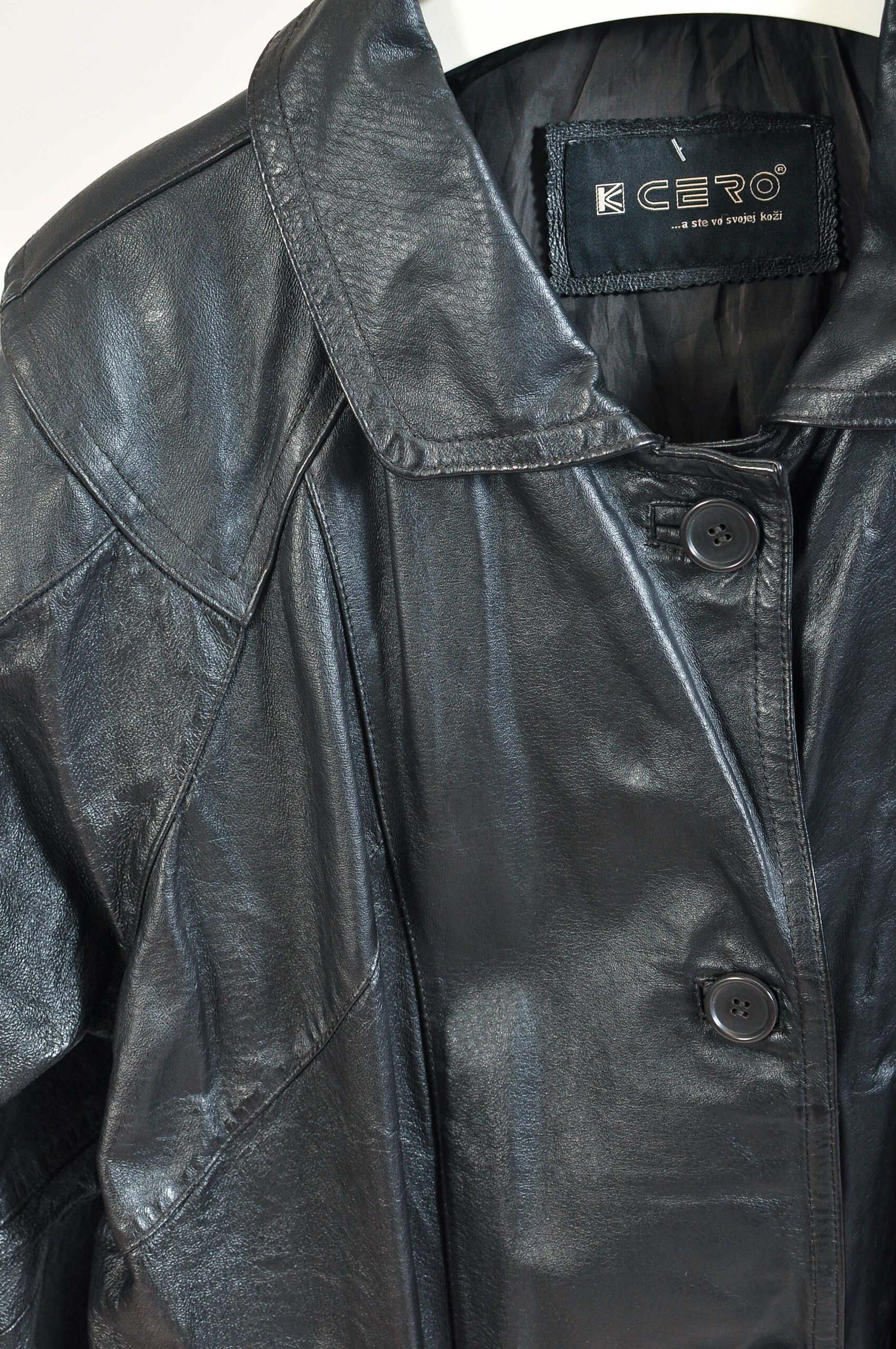 Vintage 80s Real Leather Coat – Oversize 2XL/3XL - Image 3