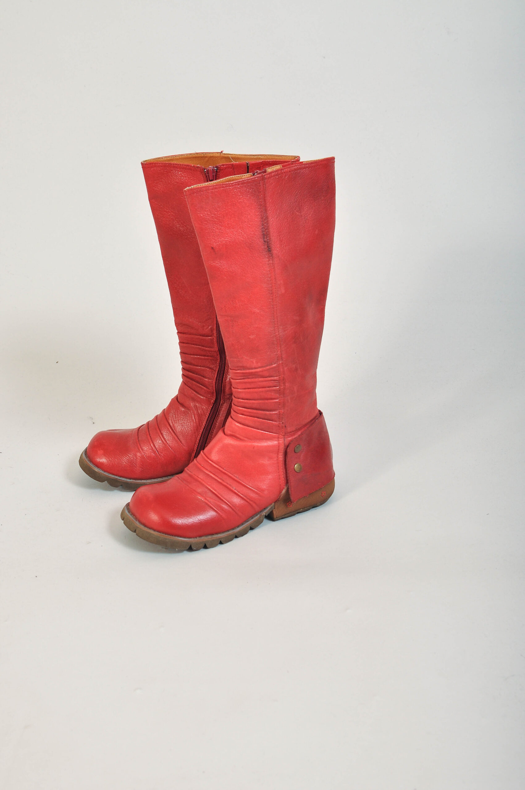 Vintage 00s Red Real Leather Boots | Size 36 | Y2K Footwear
