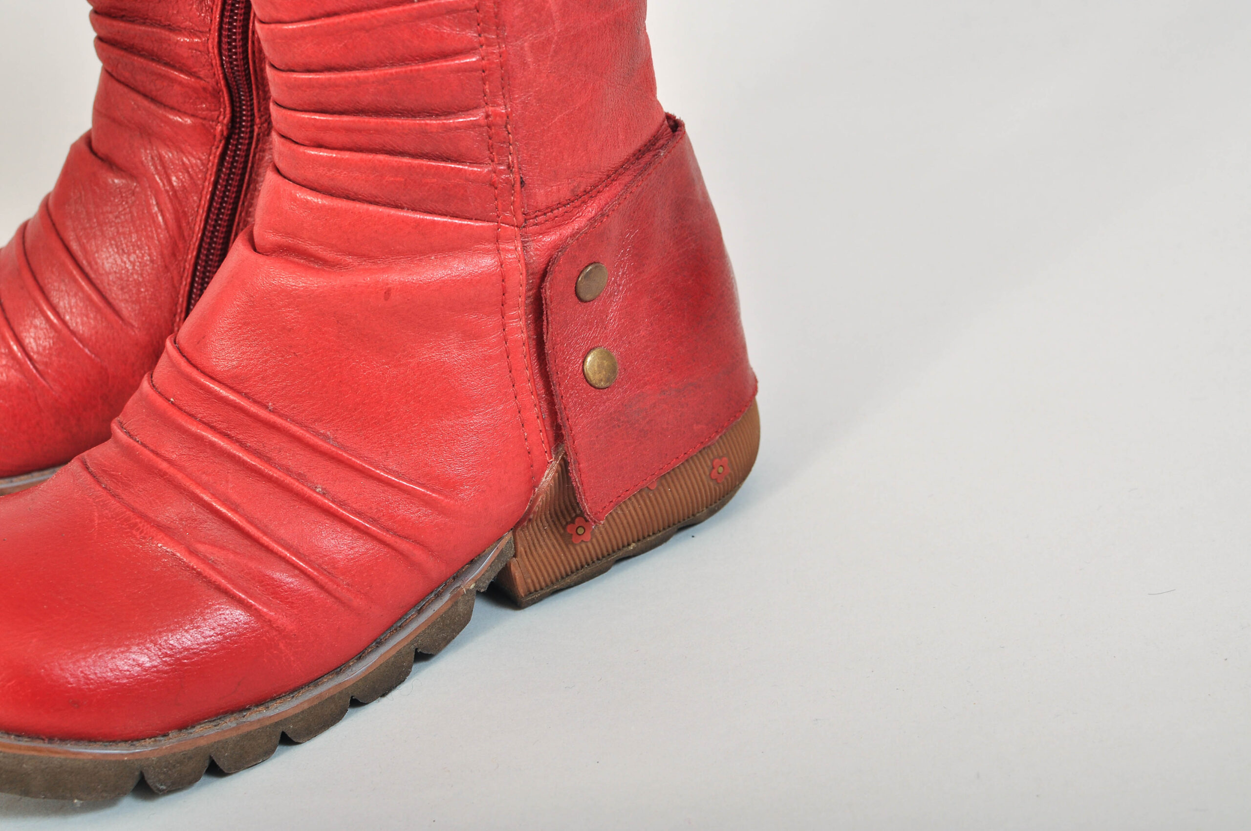 Vintage 00s Red Real Leather Boots | Size 36 | Y2K Footwear - Image 3