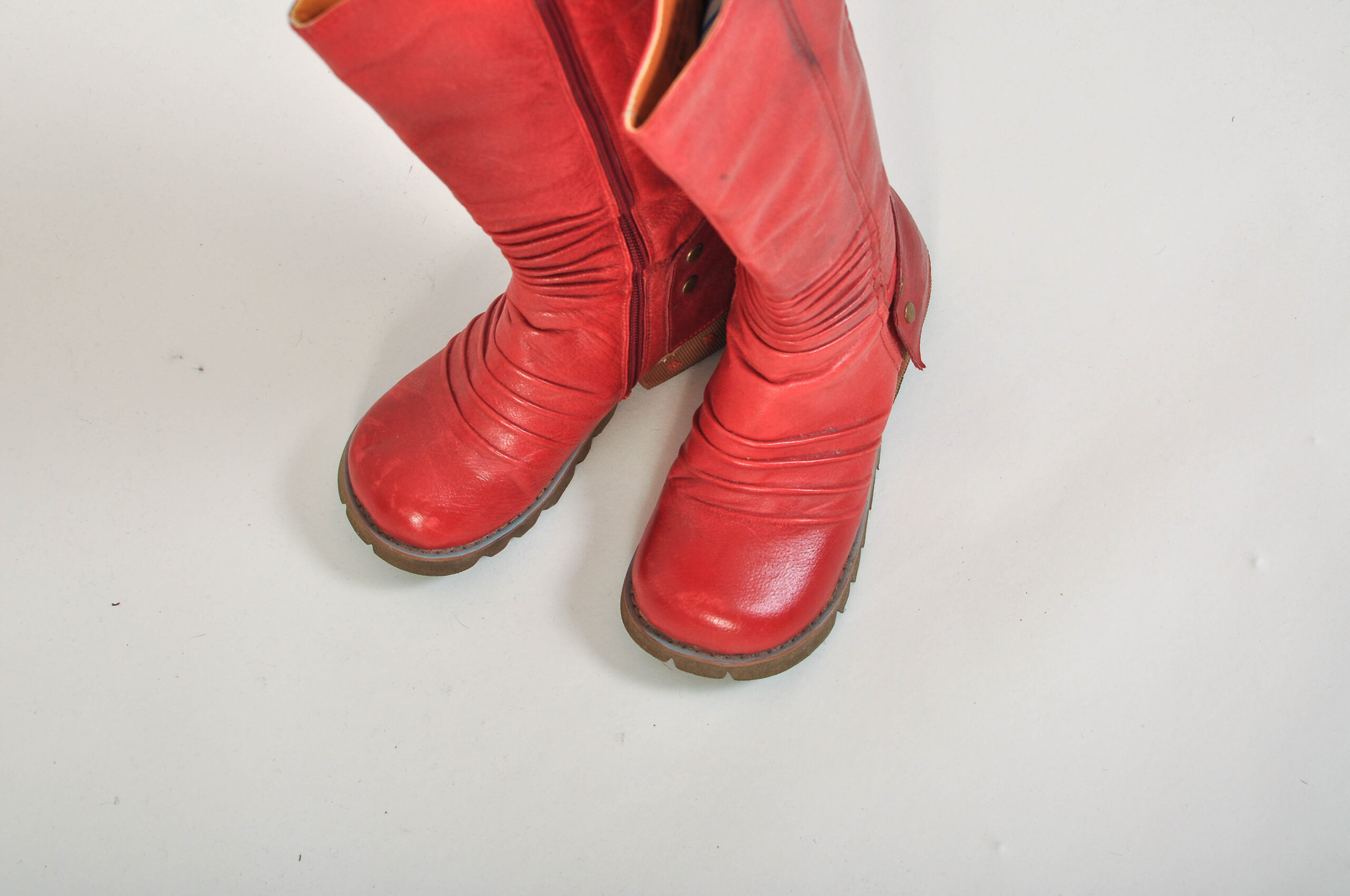Vintage 00s Red Real Leather Boots | Size 36 | Y2K Footwear - Image 4