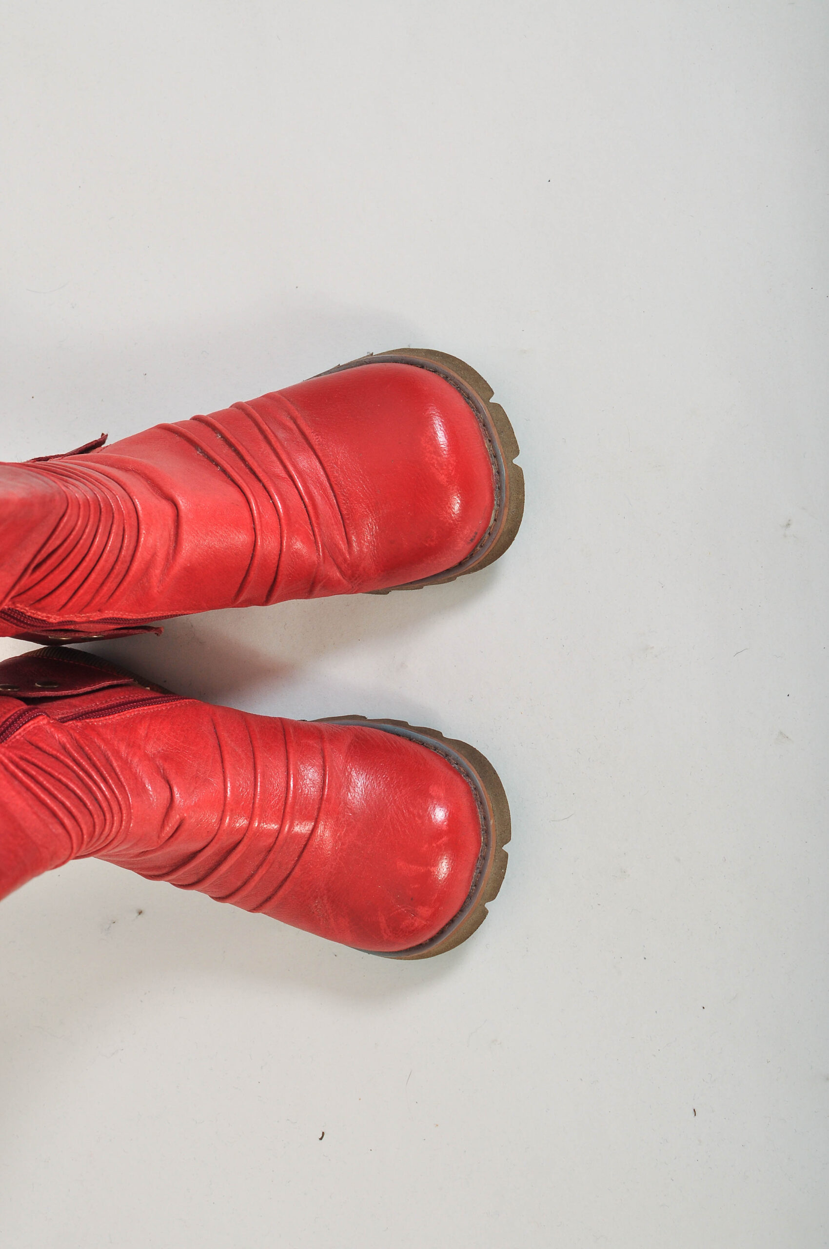 Vintage 00s Red Real Leather Boots | Size 36 | Y2K Footwear - Image 5