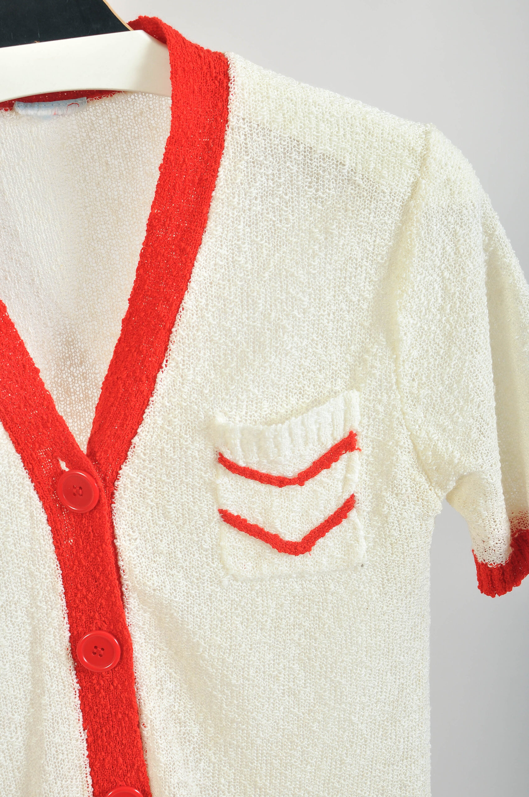 Vintage 70s White & Red Blouse | S/M | Retro Pattern - Image 3