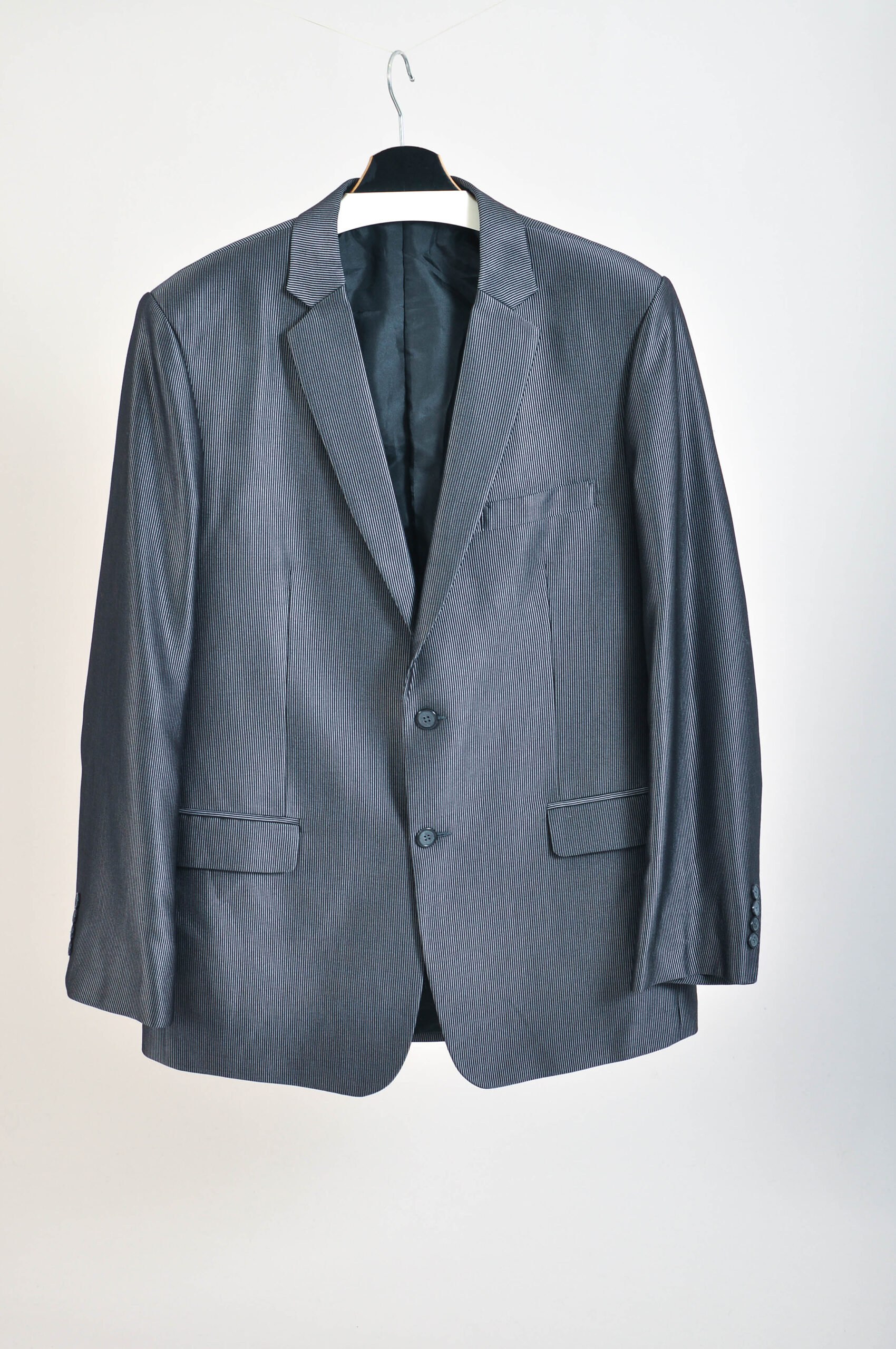 Vintage 00s Silver Striped Suit | XL | Retro Two-Piece Suit - Image 4