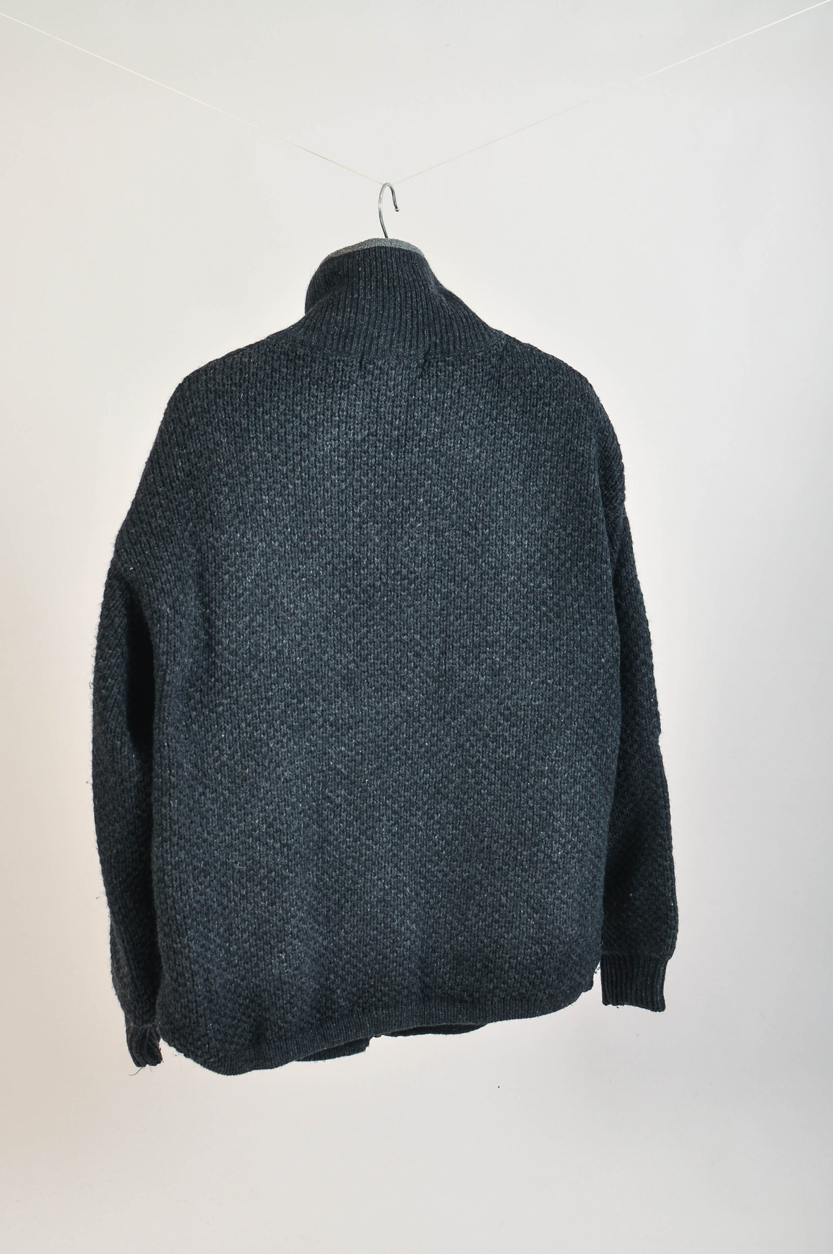 Vintage Y2K Grey Zip-Up Wool Knitwear | M | 100% Wool - Image 5