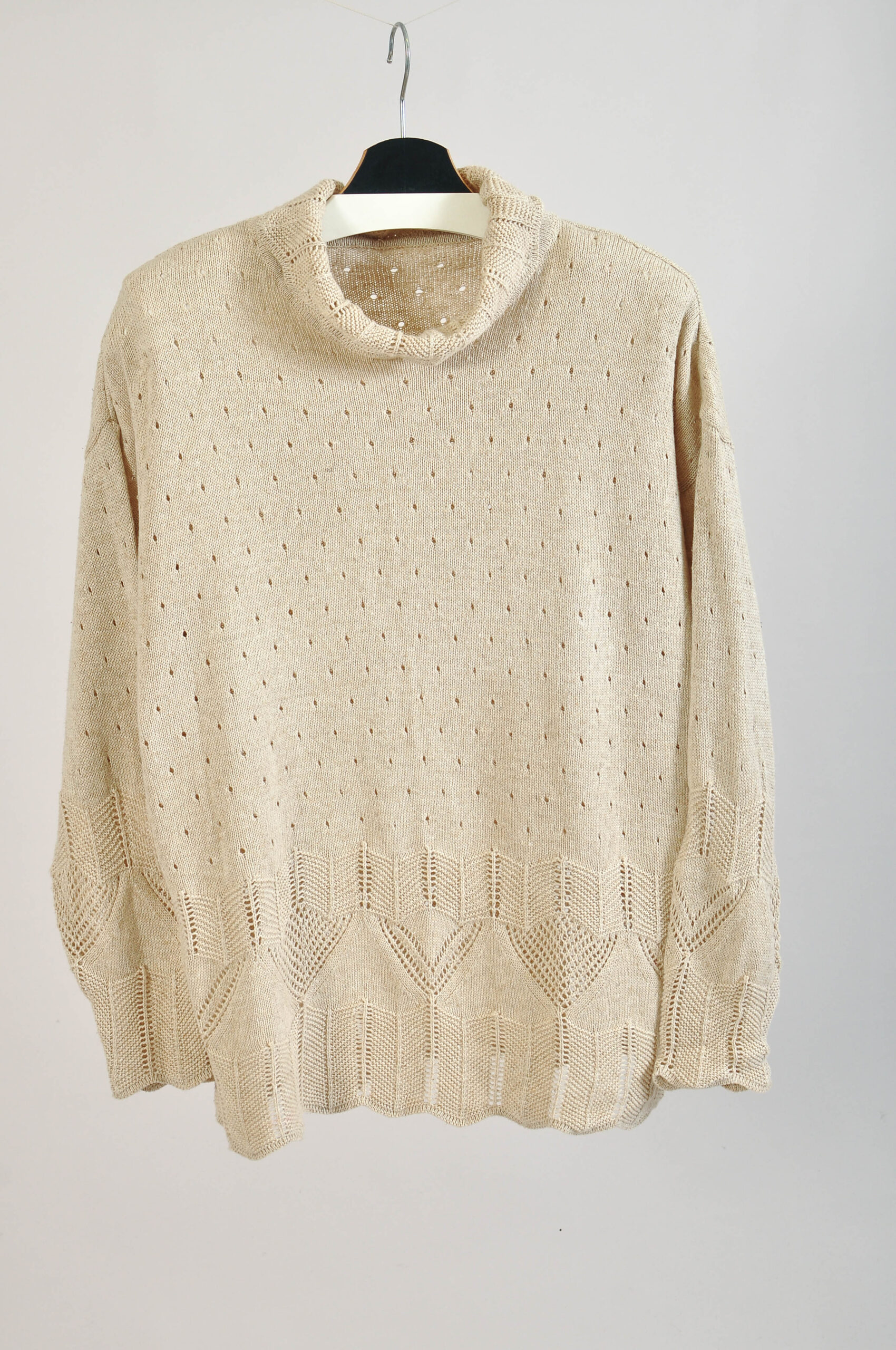 Vintage 90s Linen Blend Beige Jumper | XL Fit