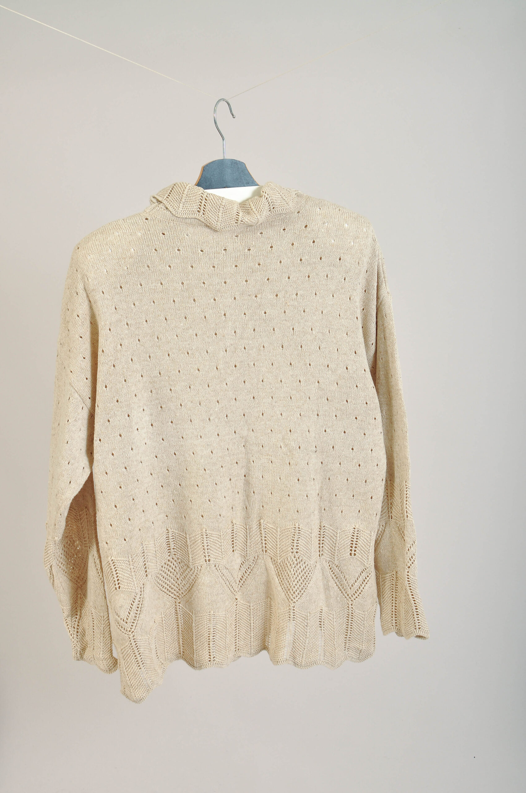 Vintage 90s Linen Blend Beige Jumper | XL Fit - Image 6