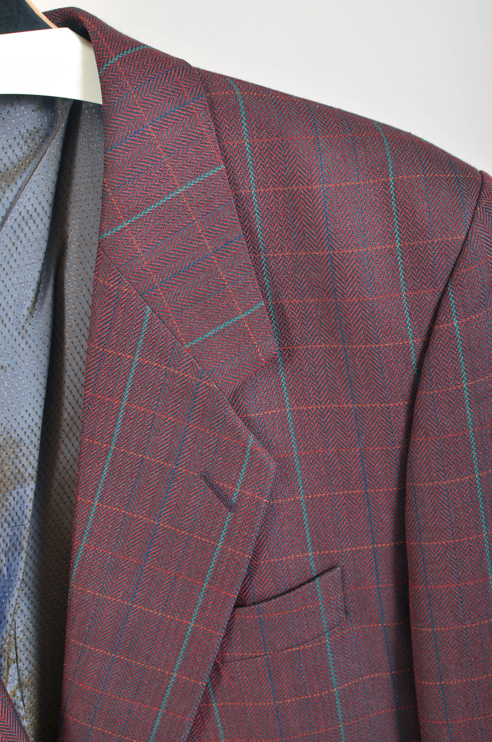 Vintage 00s Maroon Checkered Blazer Jacket | XXL - Image 3