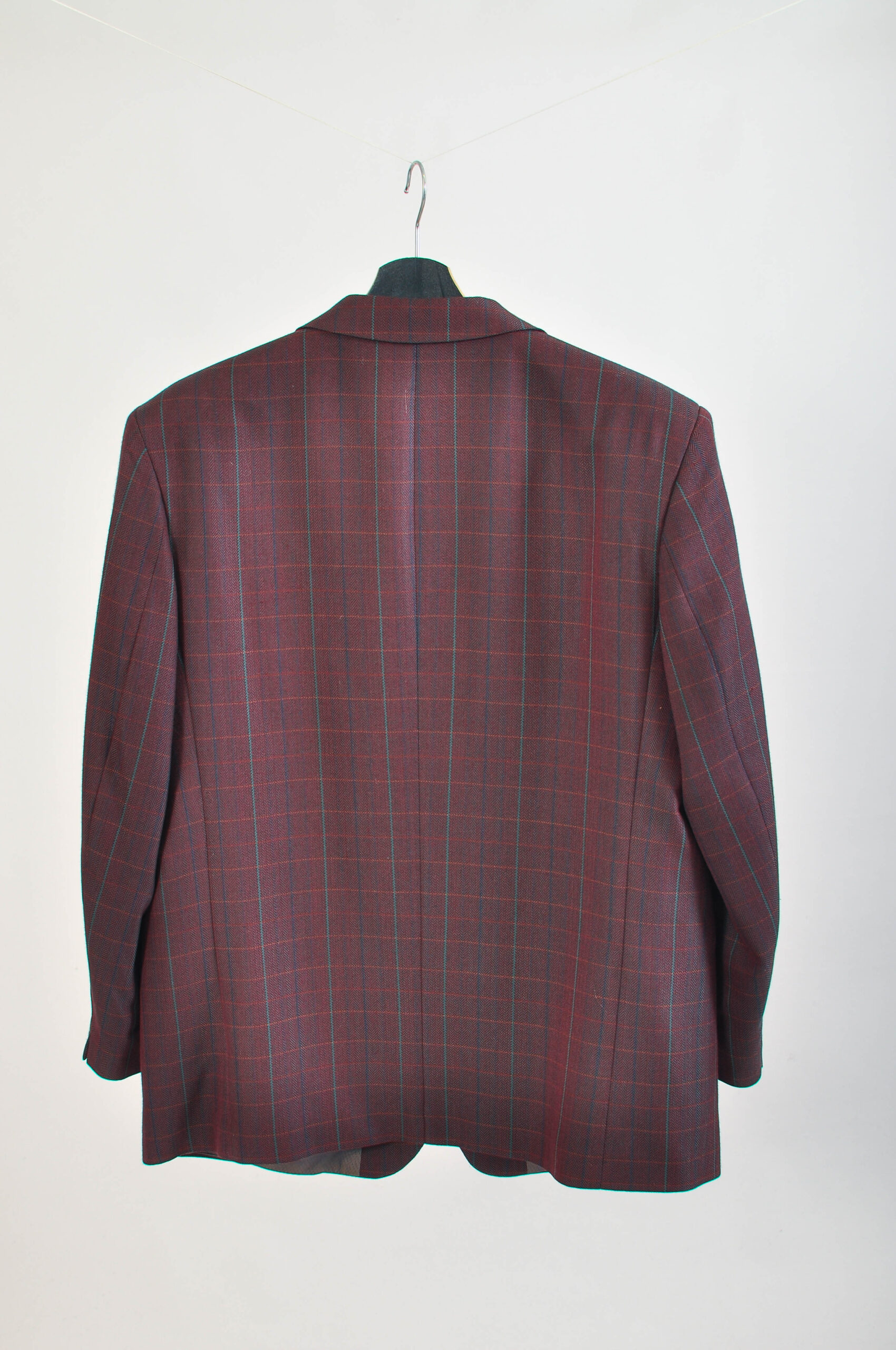 Vintage 00s Maroon Checkered Blazer Jacket | XXL - Image 4