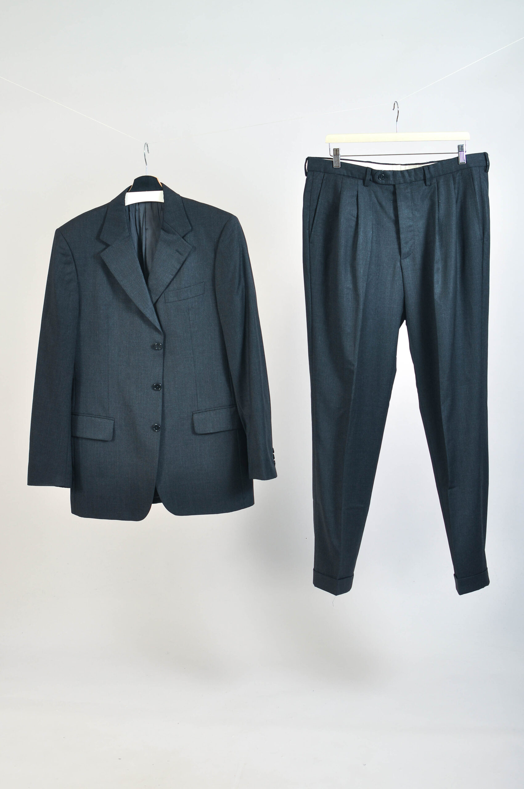 Vintage 90s Grey Classic Wool Suit | Size 52L | Dustin