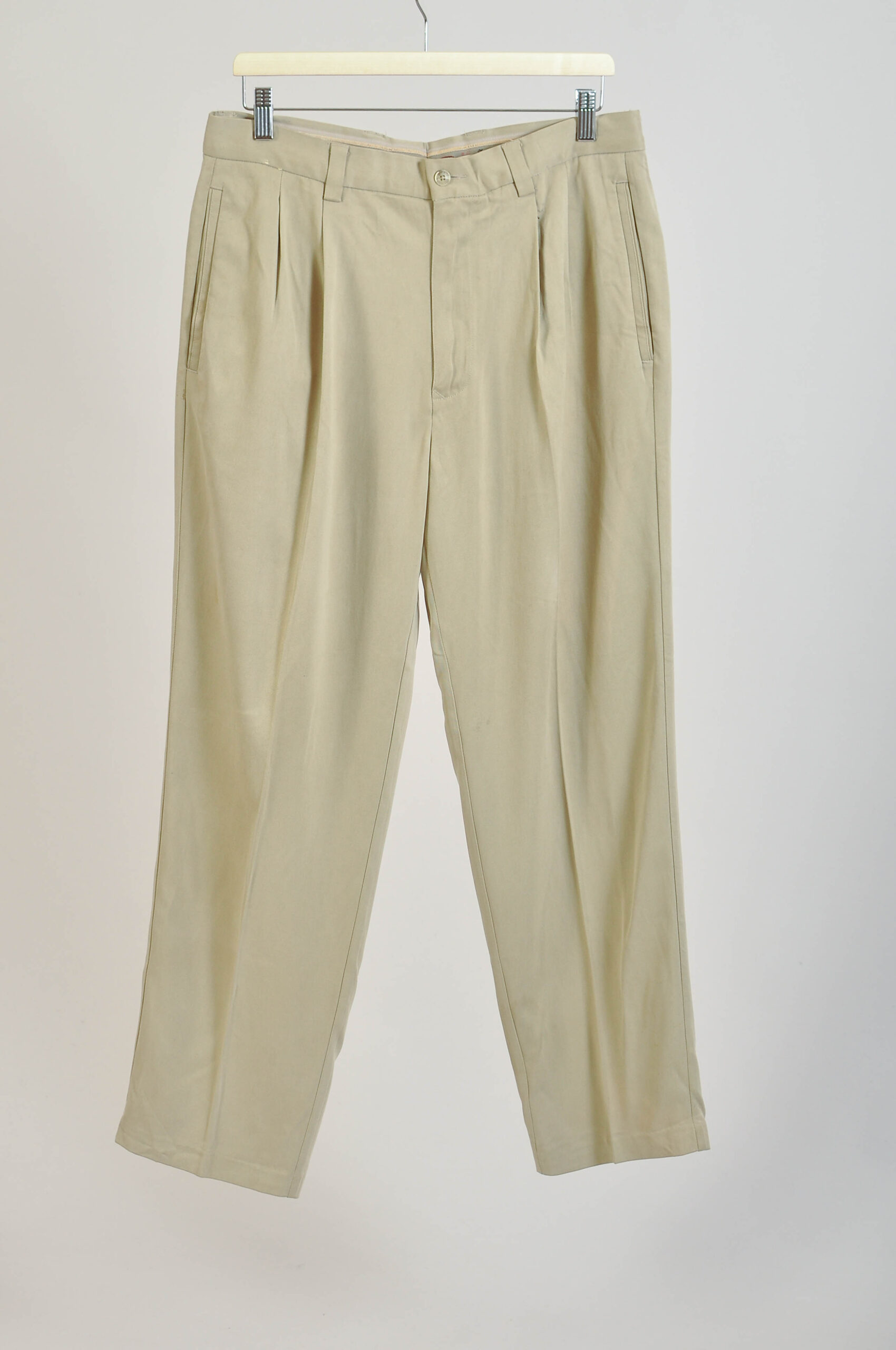 Vintage 90s Tommy Bahama Beige Wide Silk Trousers | 33×30
