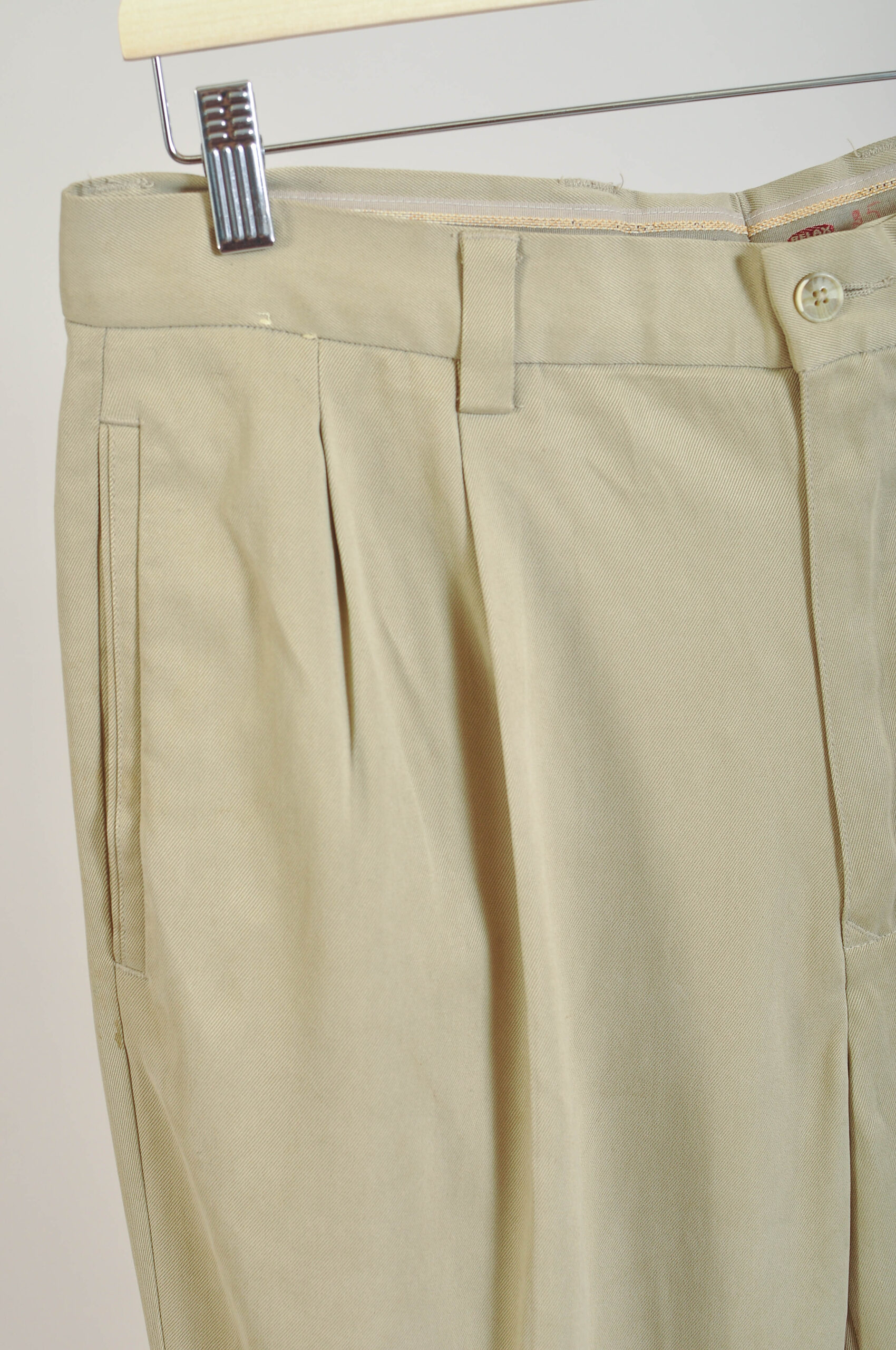 Vintage 90s Tommy Bahama Beige Wide Silk Trousers | 33×30 - Image 3