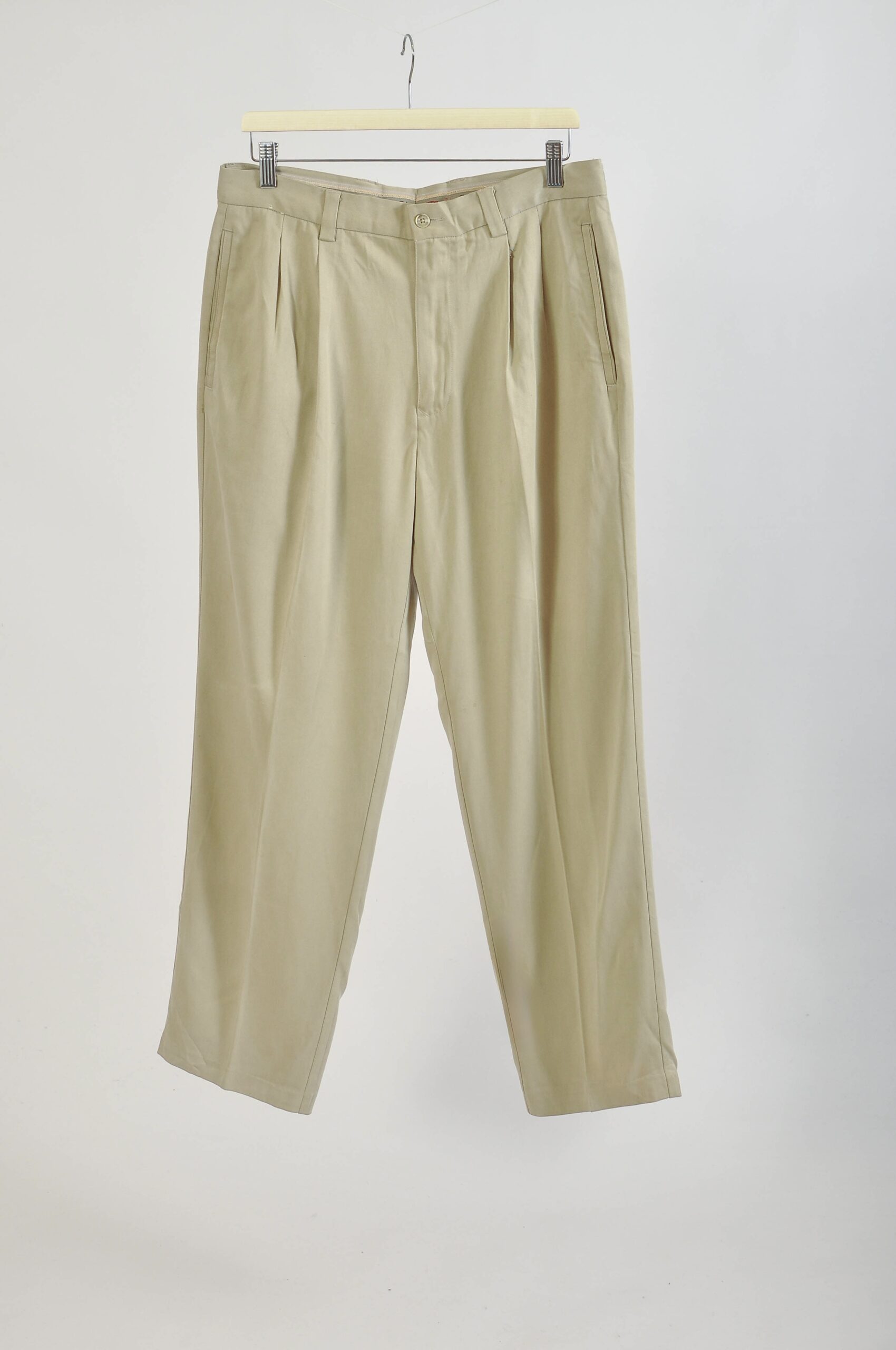 Vintage 90s Tommy Bahama Beige Wide Silk Trousers | 33×30 - Image 4