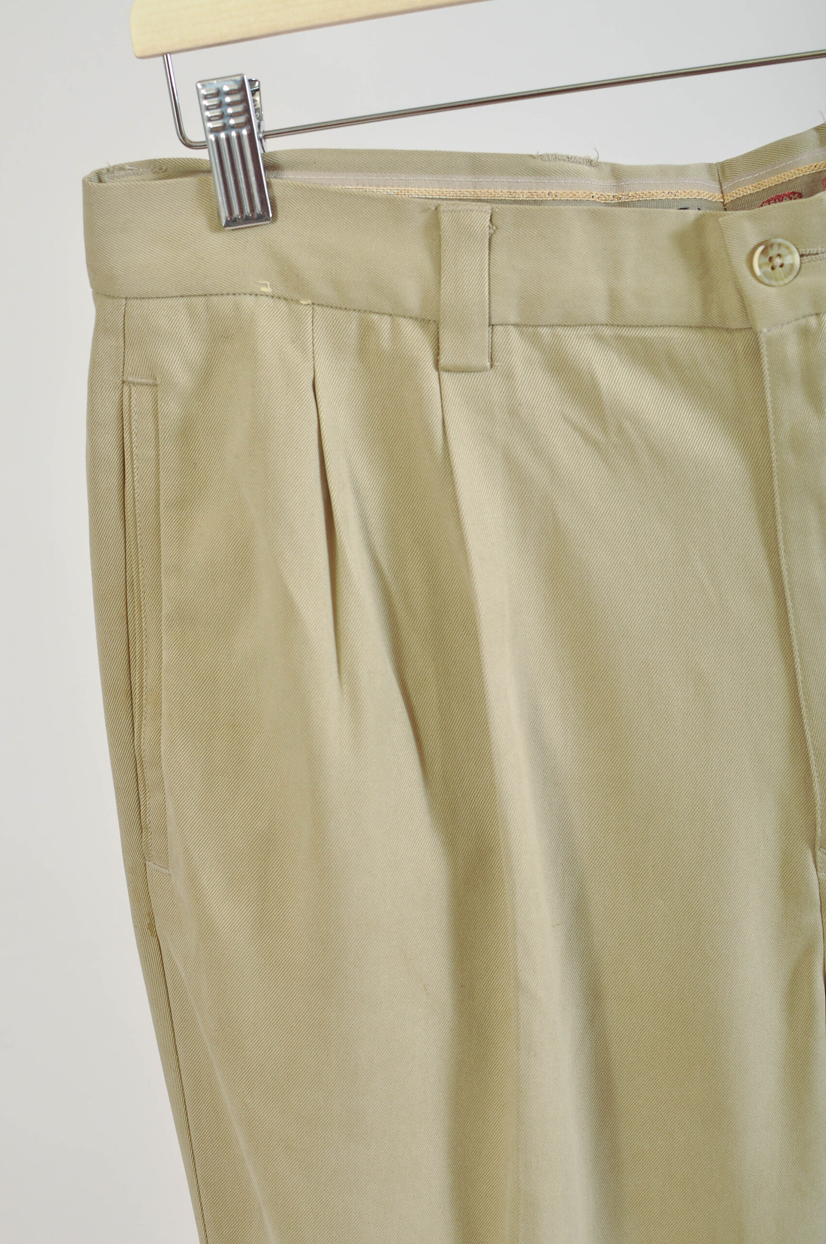 Vintage 90s Tommy Bahama Beige Wide Silk Trousers | 33×30 - Image 5