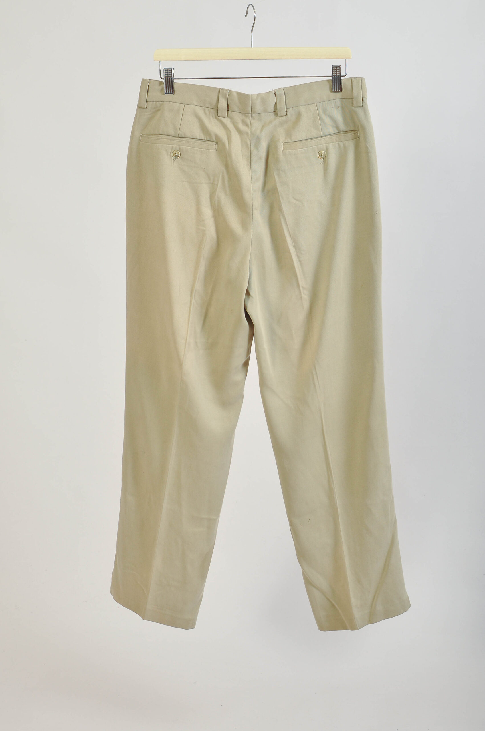 Vintage 90s Tommy Bahama Beige Wide Silk Trousers | 33×30 - Image 6