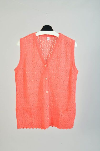Vintage 90s Pink Knitted Vest | Size L | Wool Blend