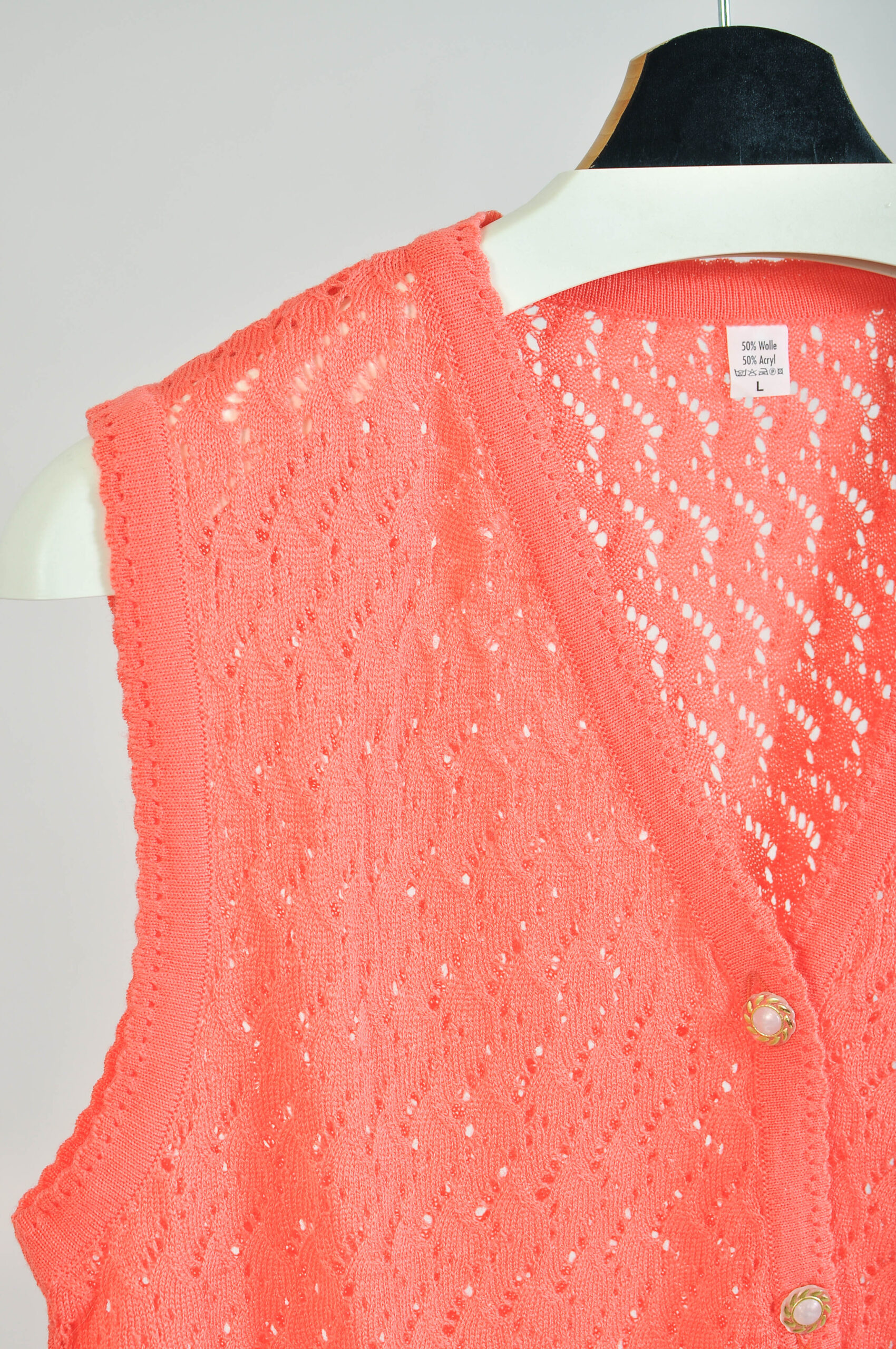 Vintage 90s Pink Knitted Vest | Size L | Wool Blend - Image 4
