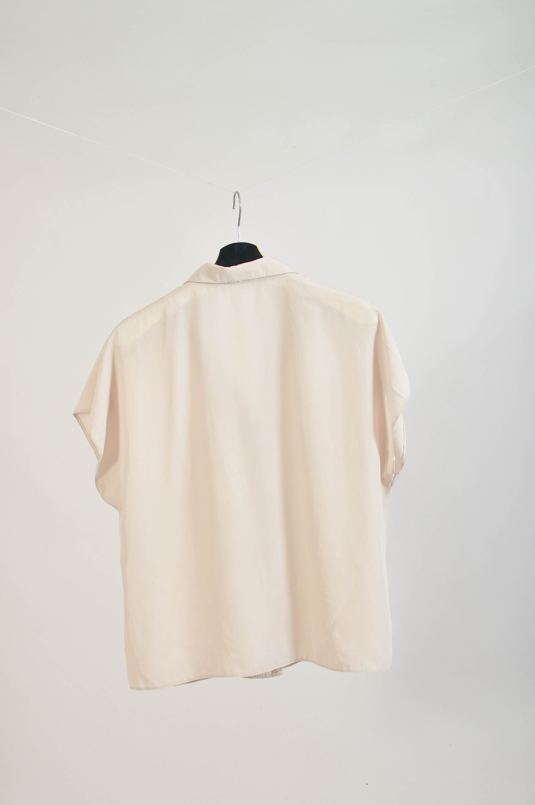 Vintage 80s Beige Polyester Blouse | Fits XL - Image 5