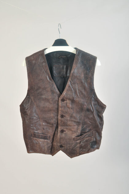 Vintage 90s Brown Real Leather Vest | Size M