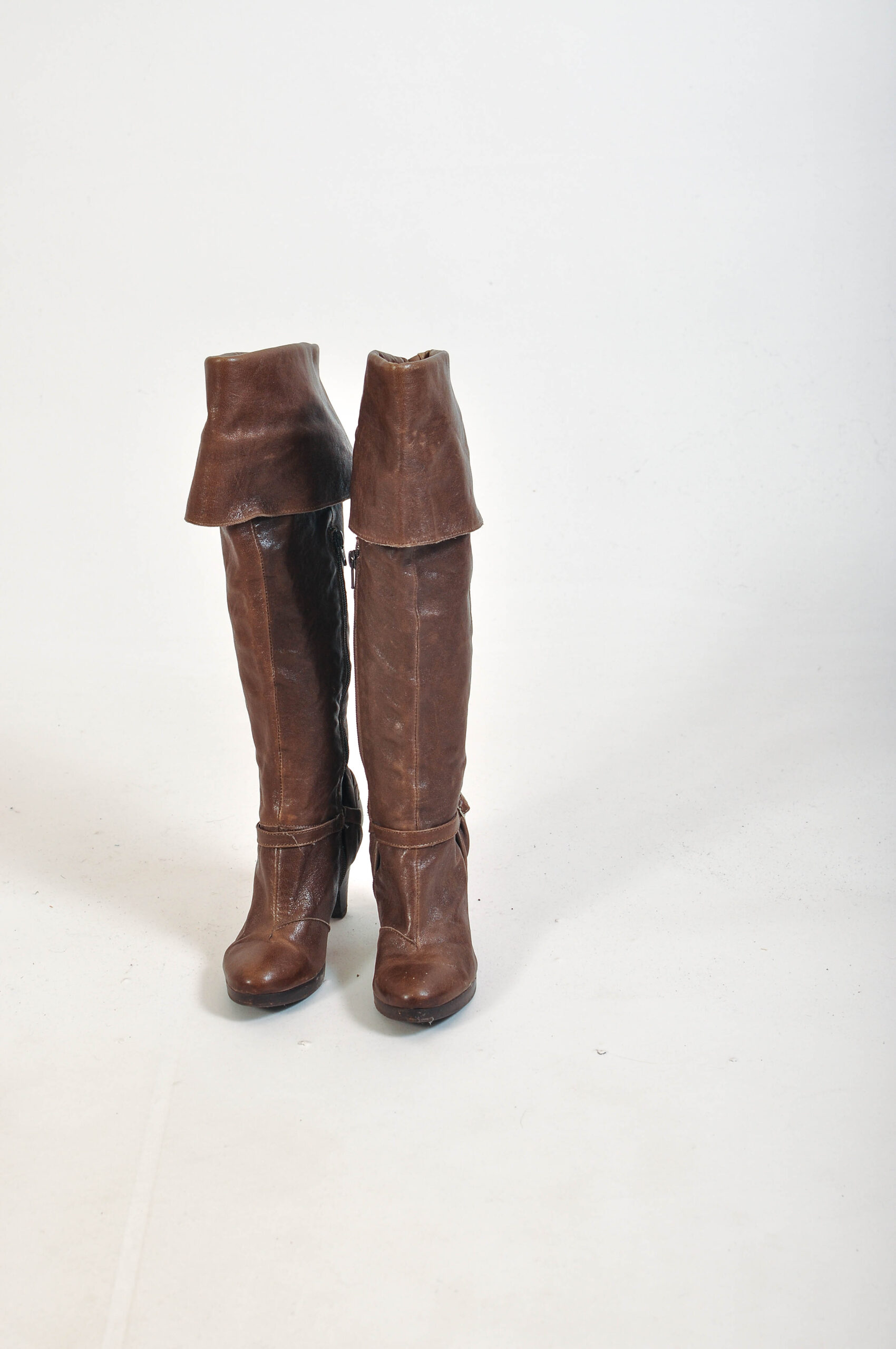 Vintage 00s Y2K Brown Leather Knee-High Boots | EU 36 - Image 3