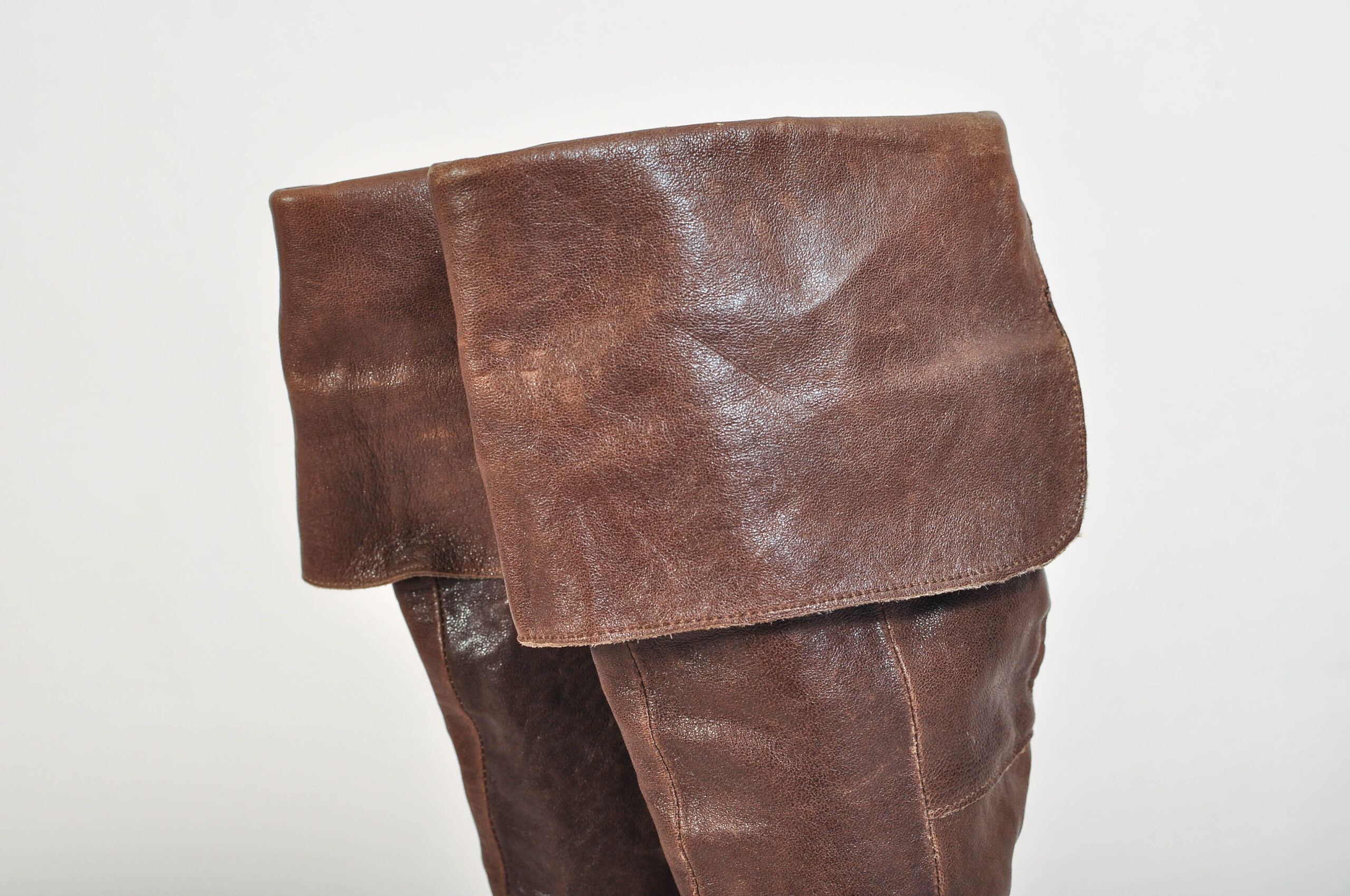 Vintage 00s Y2K Brown Leather Knee-High Boots | EU 36 - Image 5