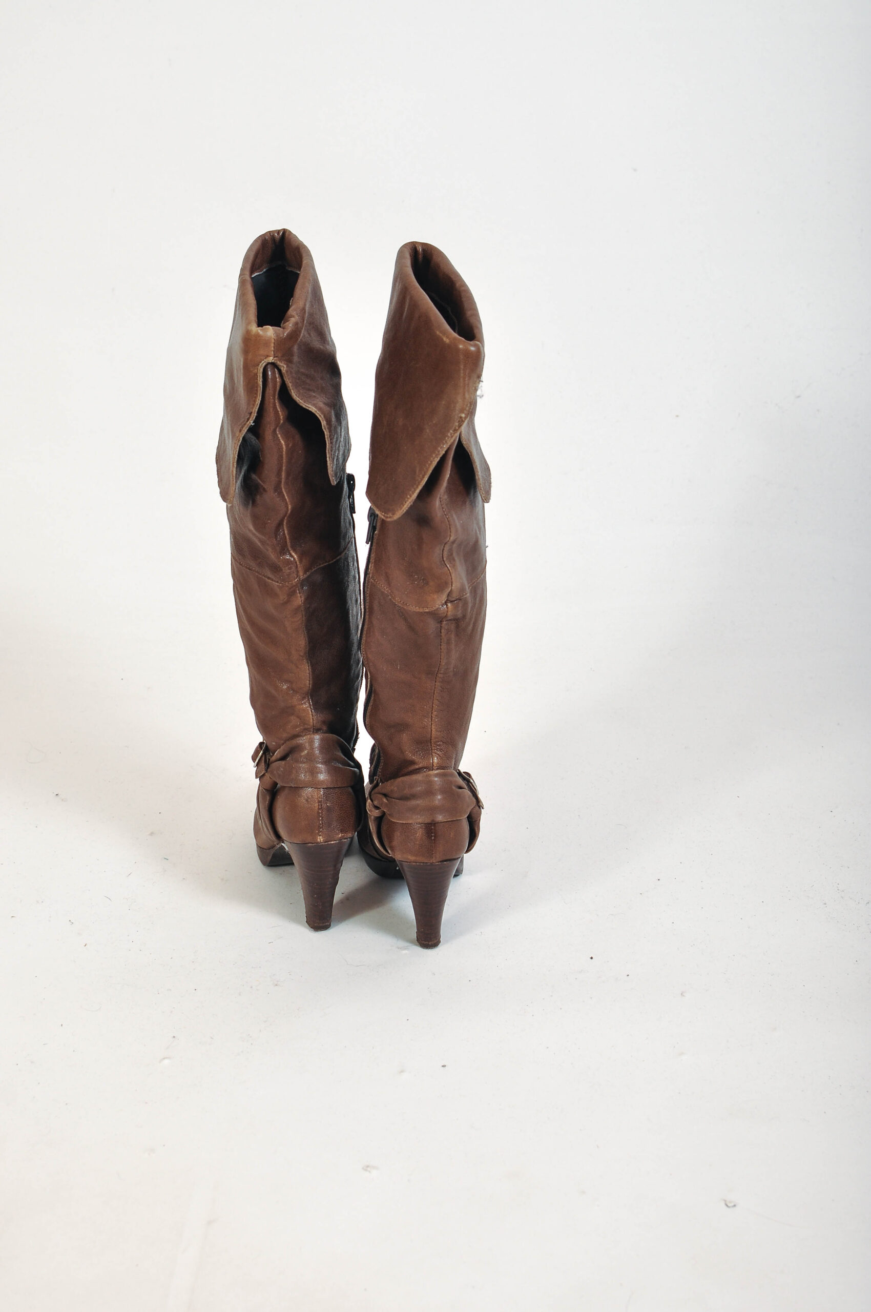 Vintage 00s Y2K Brown Leather Knee-High Boots | EU 36 - Image 6