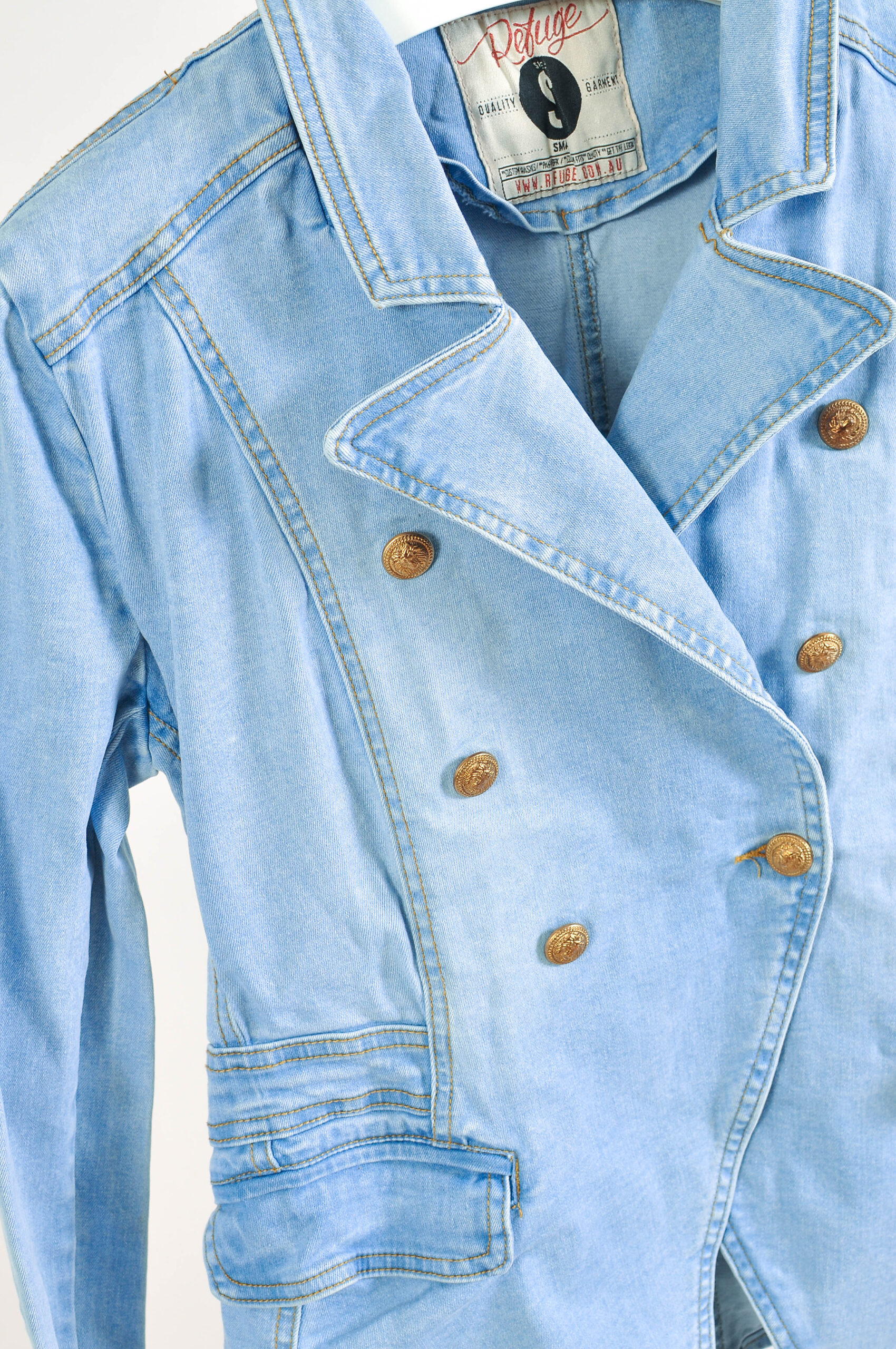 Vintage Refuge Napoleon Style Denim Jacket – S - Image 3