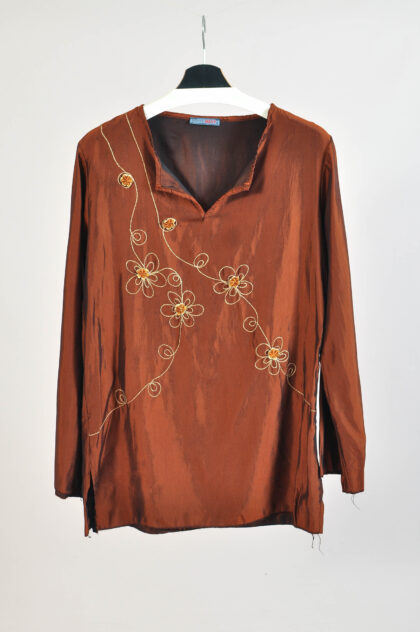 Vintage Y2K Mode Ment Brown Boho Blouse – M/L