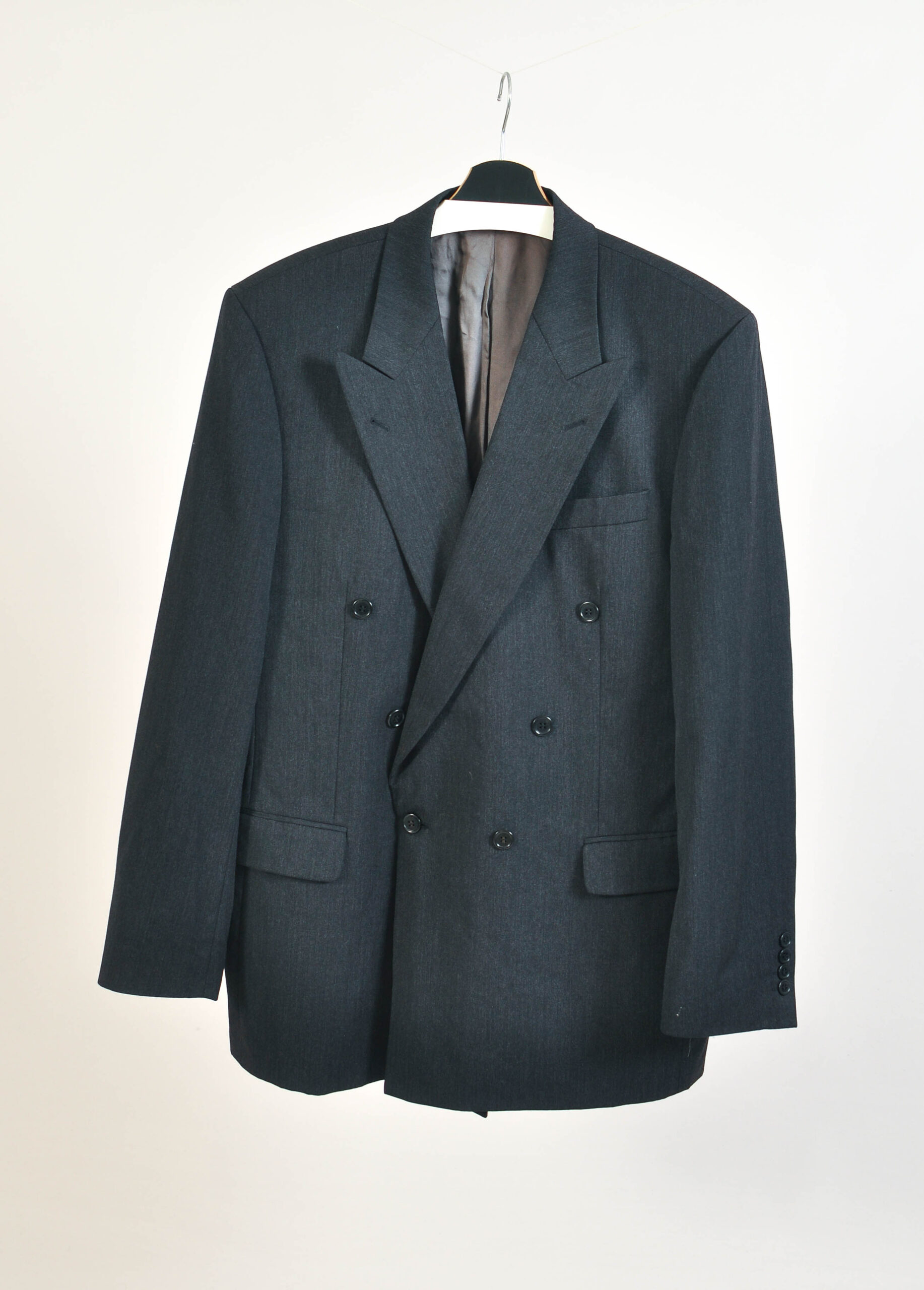 Vintage 80s Roy Robson Double Breasted Grey Wool Suit – L - Image 3