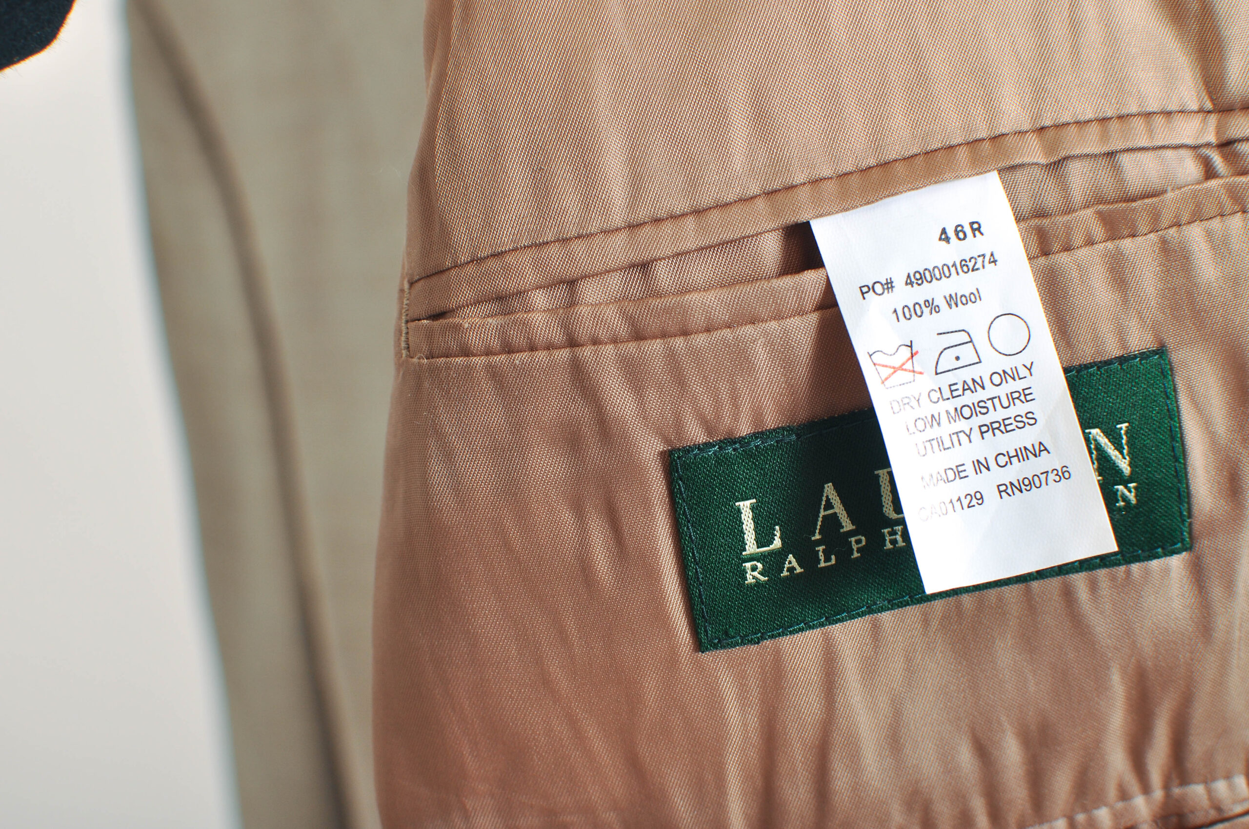 Vintage 00s Ralph Lauren Wool Checkered Blazer | 46R - Image 5