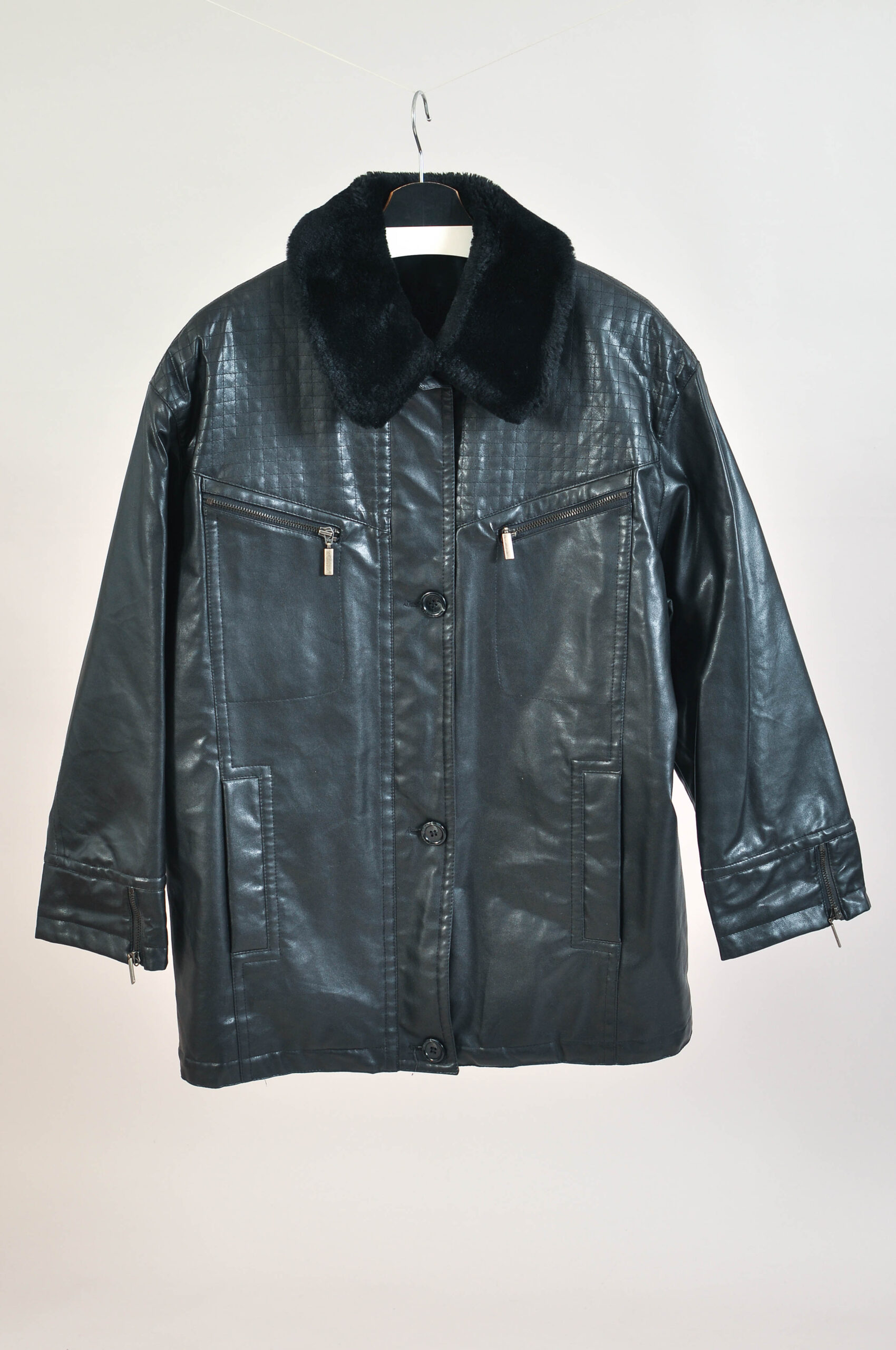 Vintage 90s Faux Leather Lined Jacket – L (GB 14)
