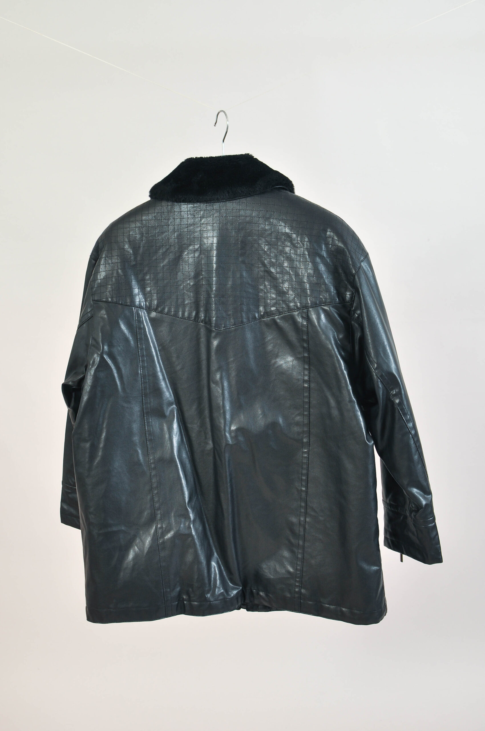 Vintage 90s Faux Leather Lined Jacket – L (GB 14) - Image 4
