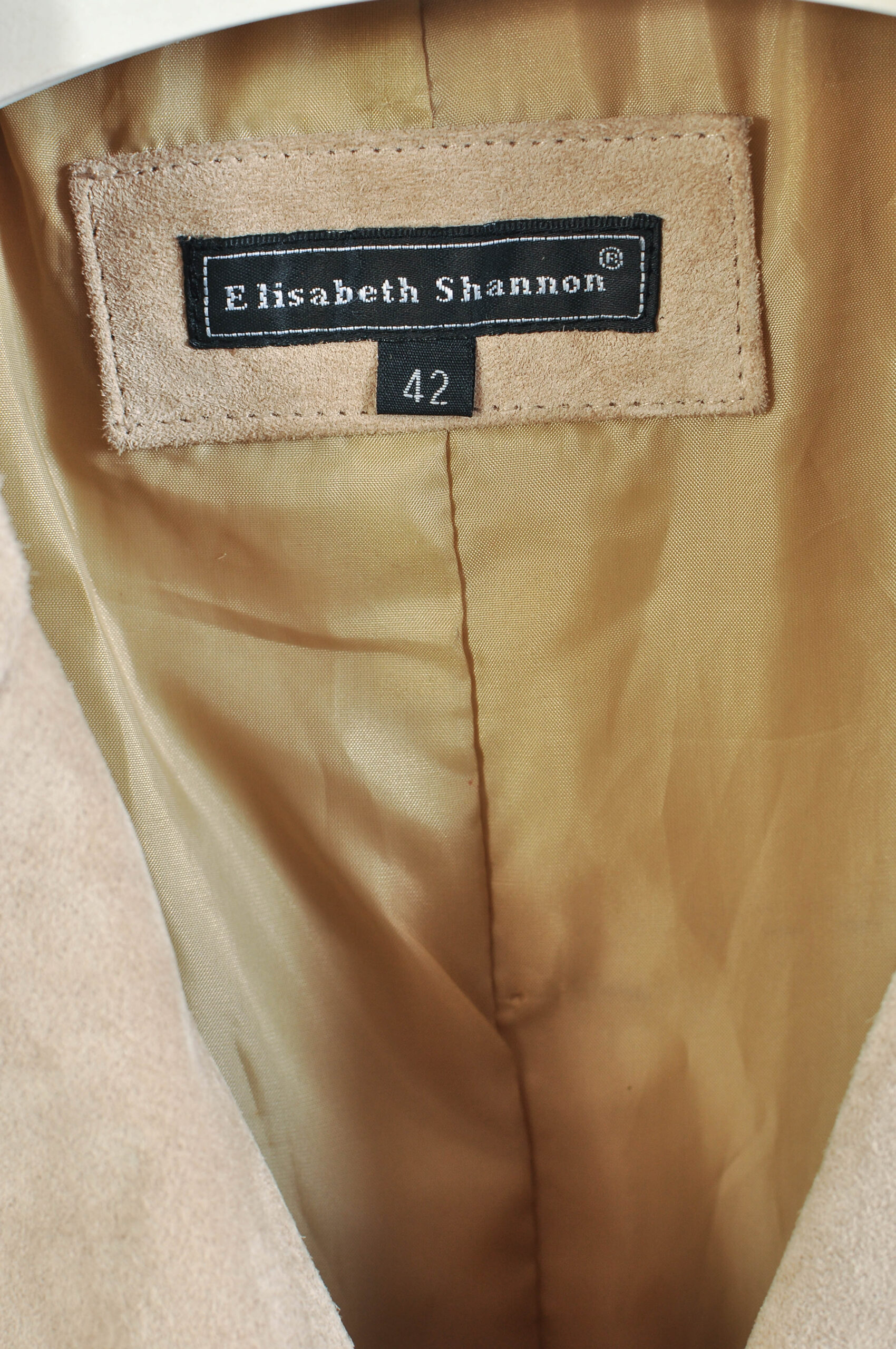 Vintage Y2K Elisabeth Shannon Beige Suede Leather Coat – M/L - Image 4