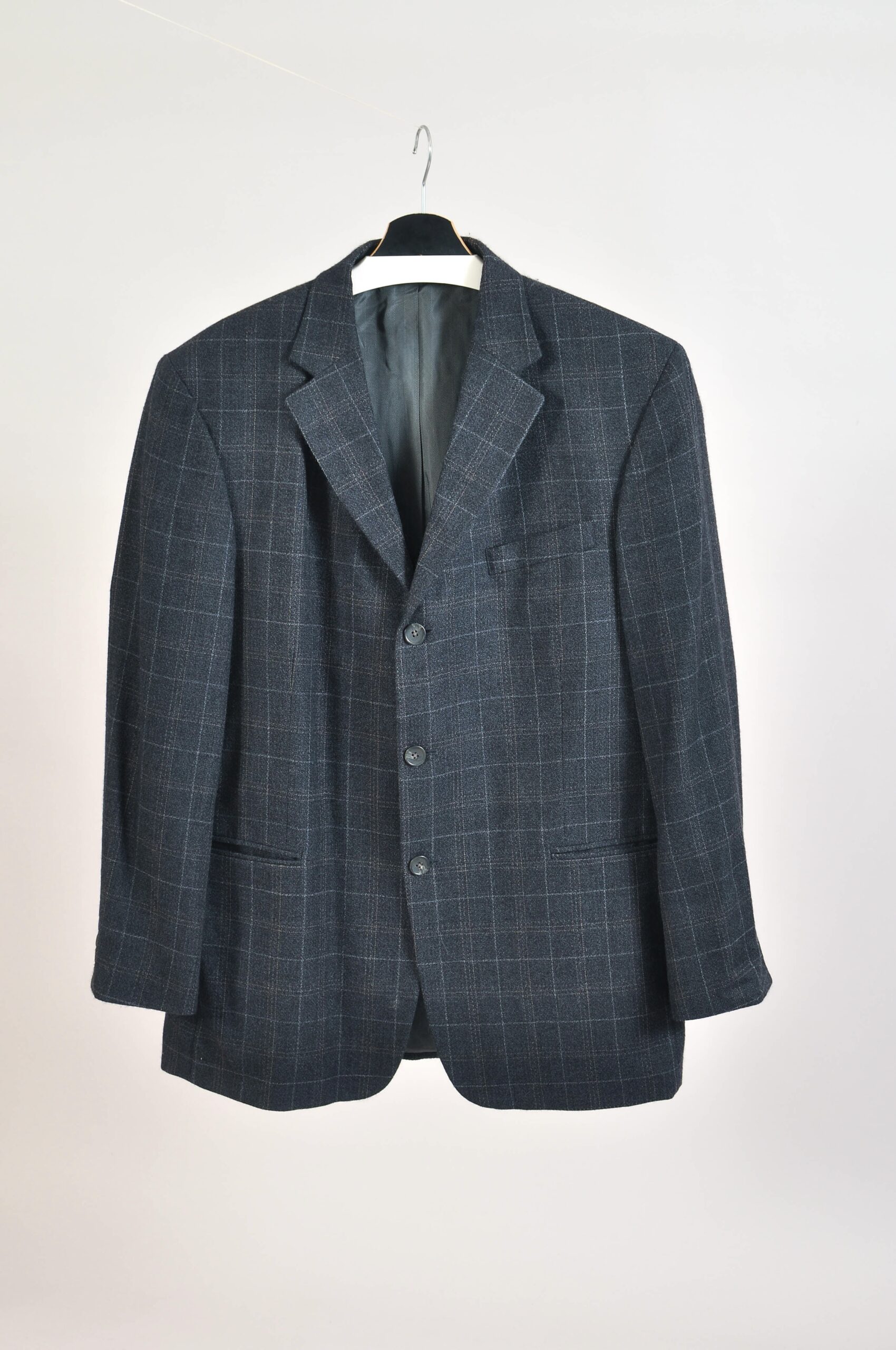 Vintage 90s Geoffrey Beene Wool Checkered Blazer – XXL