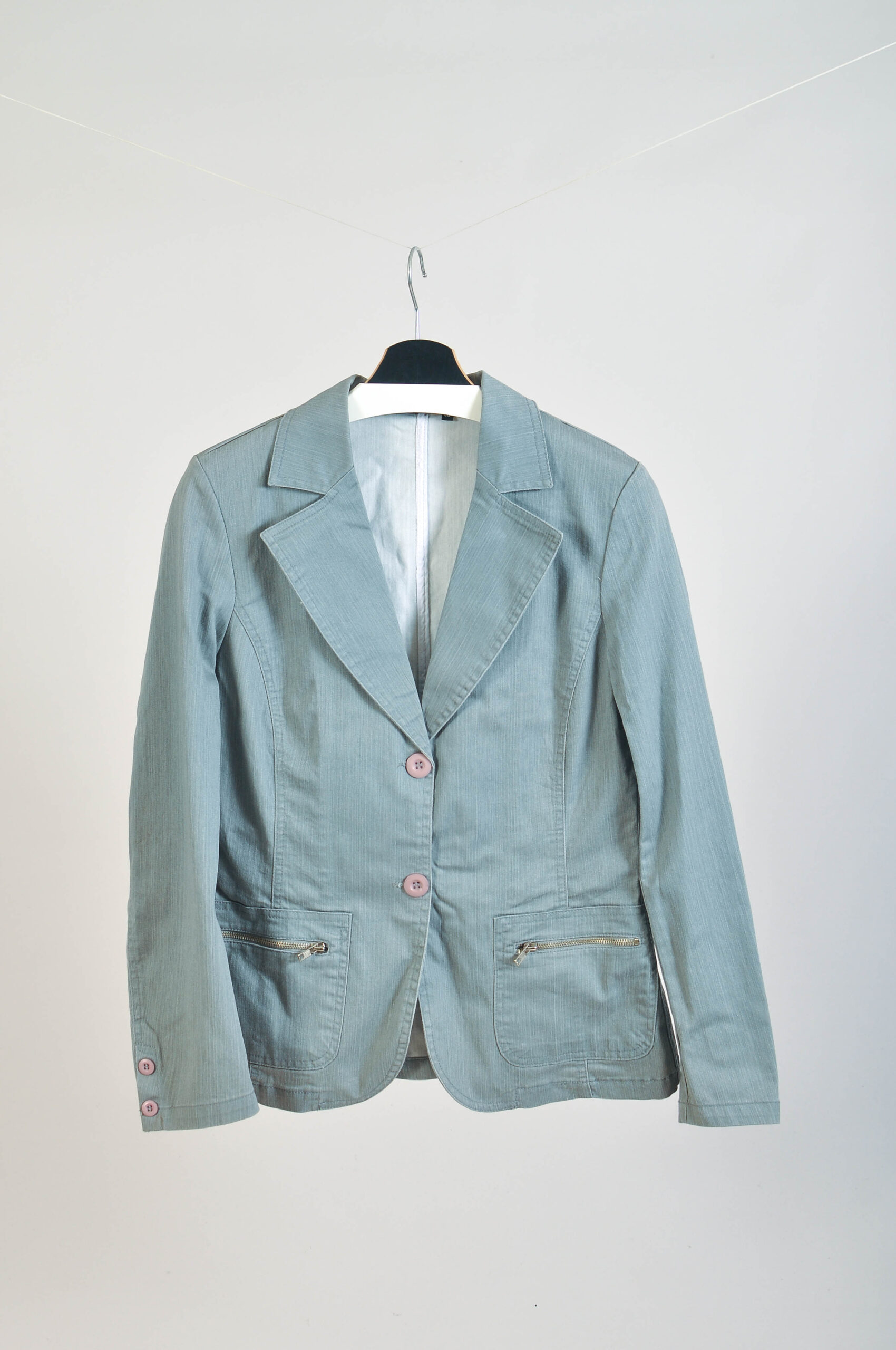 Vintage 00s Y2K Grey Denim Jacket & Pants Suit | Size 40 - Image 3