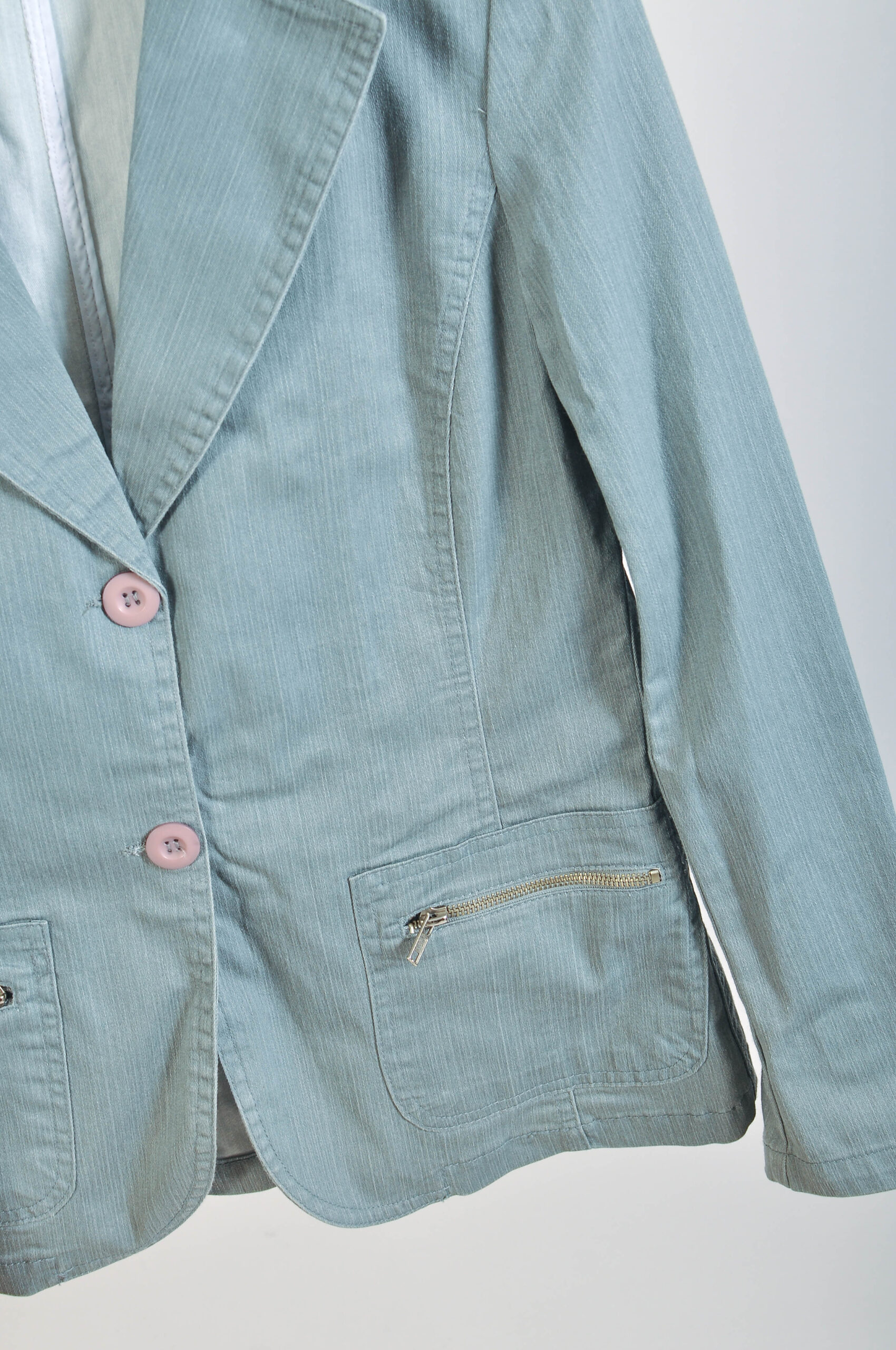 Vintage 00s Y2K Grey Denim Jacket & Pants Suit | Size 40 - Image 4