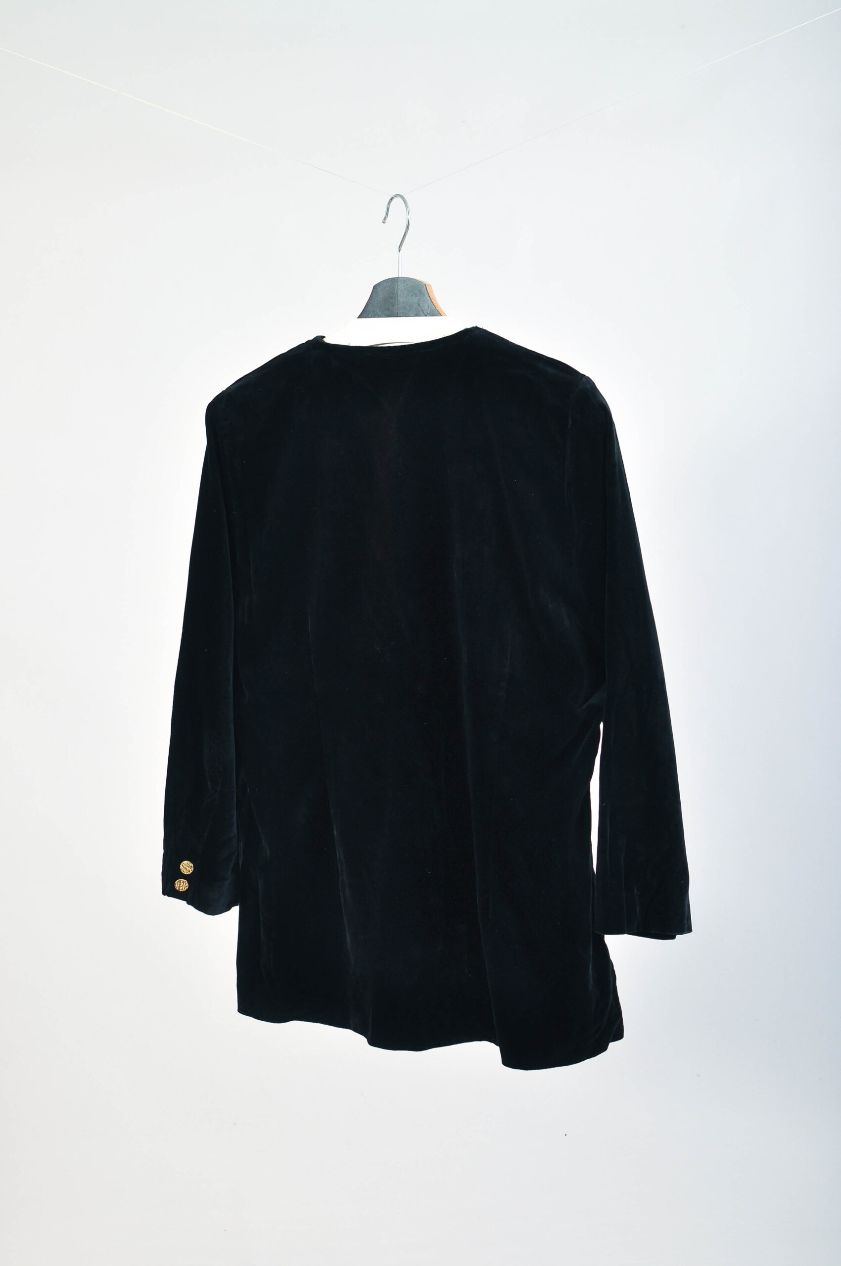 Vintage 90s Double Breasted Black Velvet Jacket – XL - Image 5