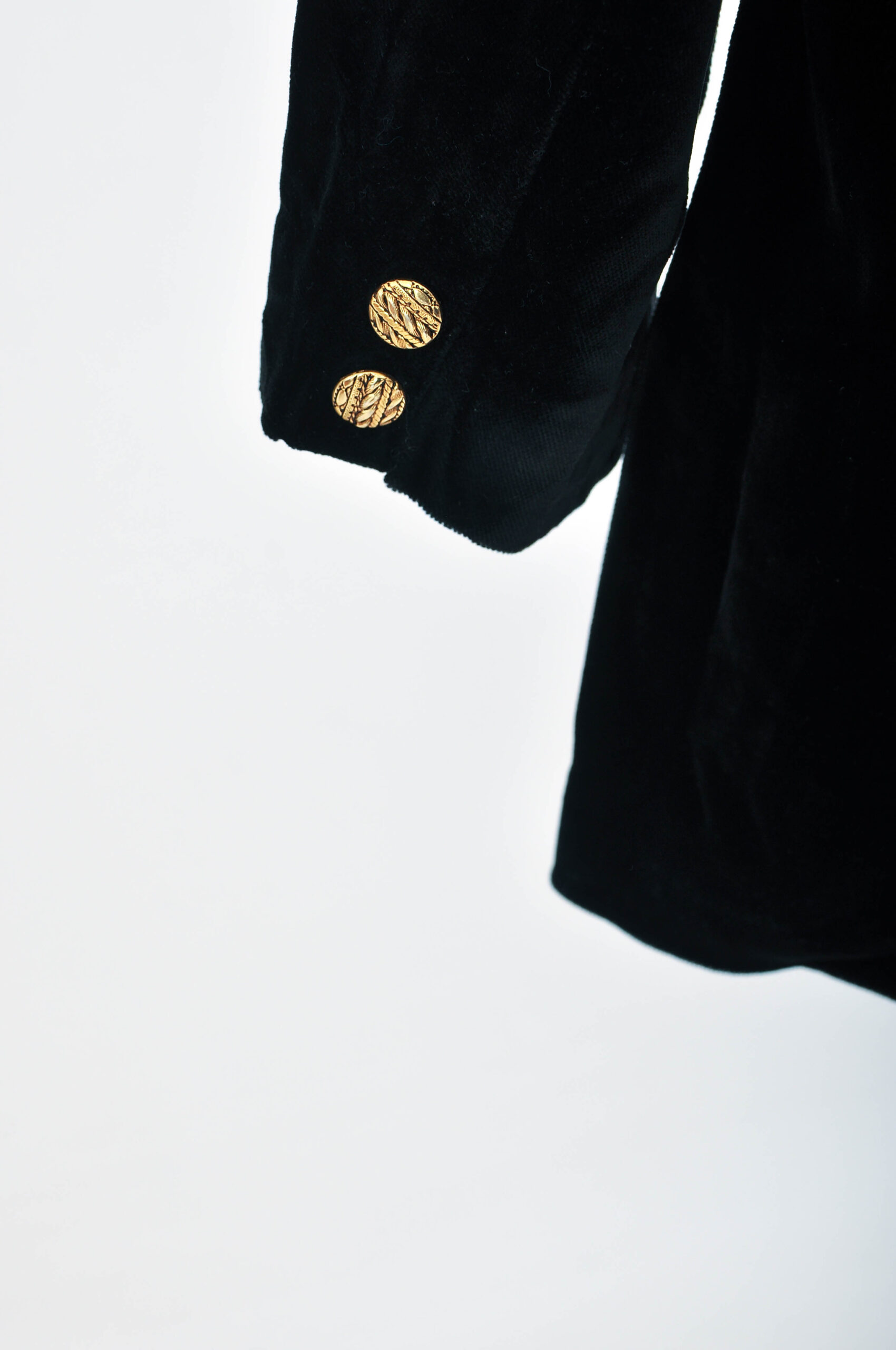 Vintage 90s Double Breasted Black Velvet Jacket – XL - Image 6