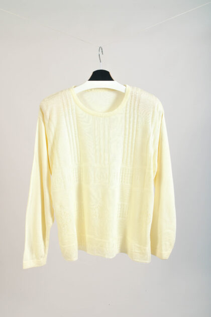 Vintage 80s Butter Yellow Jumper with Shoulder Pads – L/XL