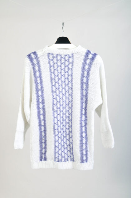 Vintage 80s White & Purple Knitwear – S