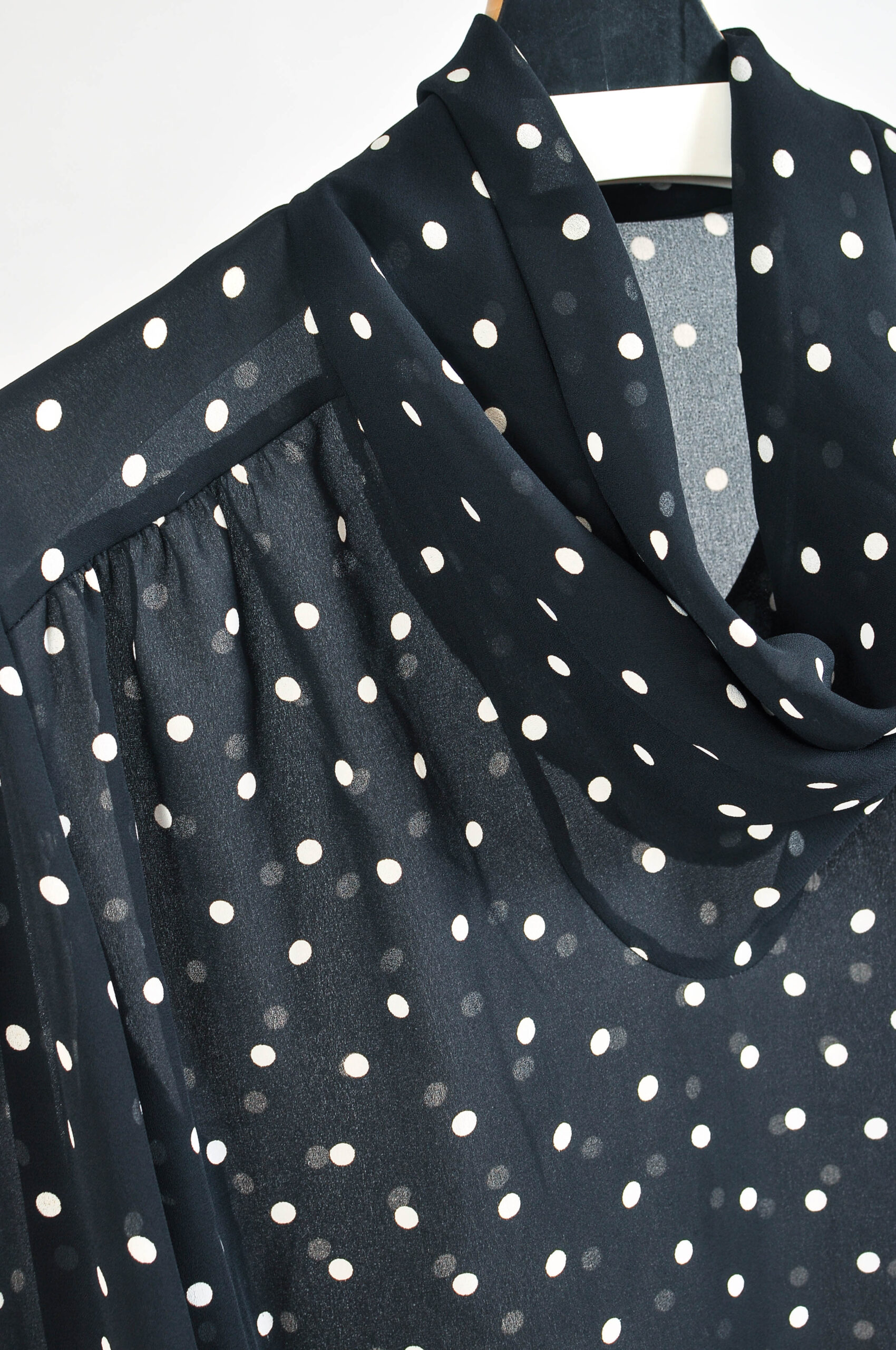 Vintage 90s Black Polka Dot Blouse – L - Image 3