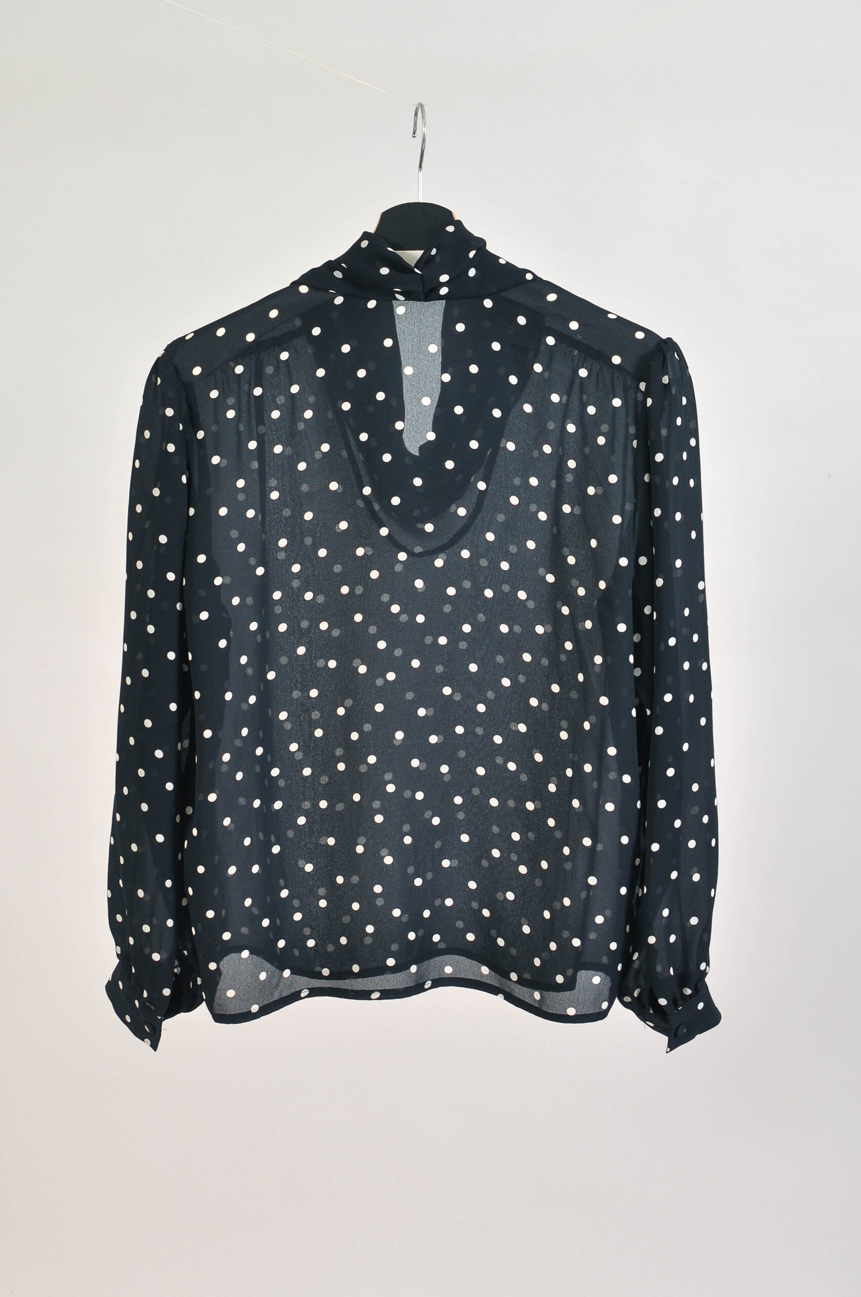 Vintage 90s Black Polka Dot Blouse – L - Image 5