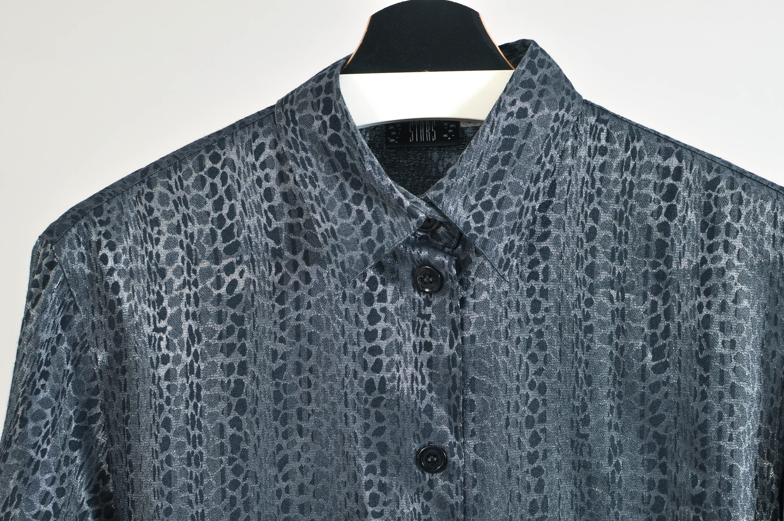 Vintage 90s Stars Silver Shirt – Size 38 - Image 3