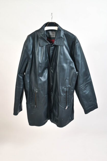 Vintage 00s Black Real Leather Jacket – 3XL