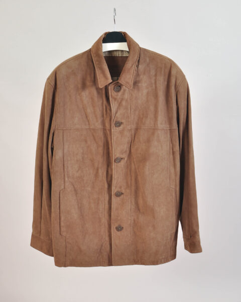 Vintage 00s Brown Suede Leather Mac Jacket – XXL