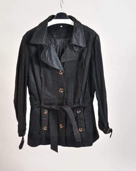 Vintage 00s Dark Brown Suede Leather Coat – XXL