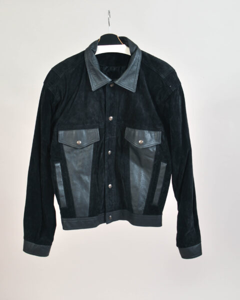 Vintage 80s Suede Leather Black Jacket – S/M