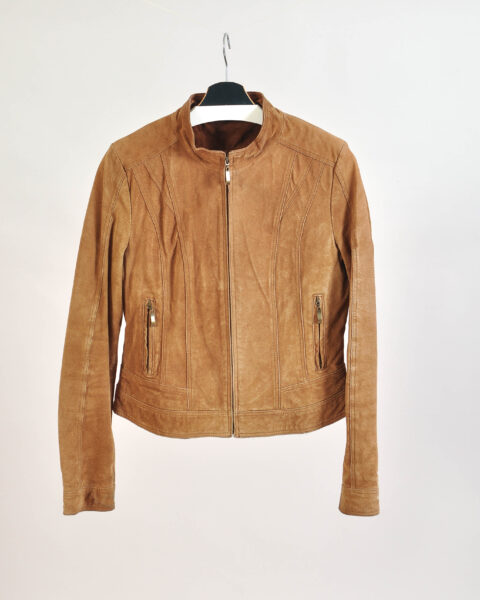Vintage 00s Suede Leather Racer Jacket – L