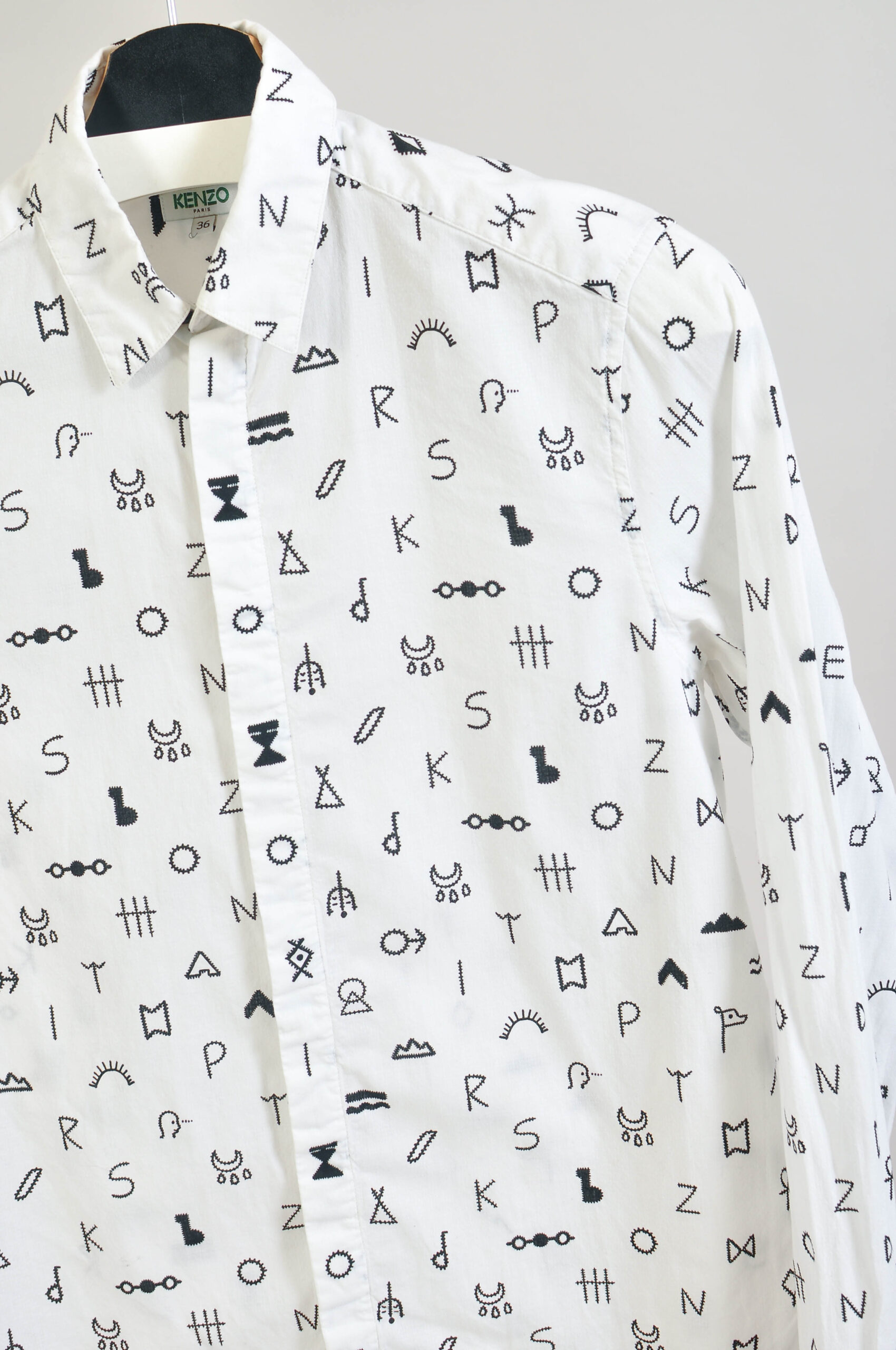 Vintage 00s Kenzo White & Black Cotton Shirt – 36 - Image 3